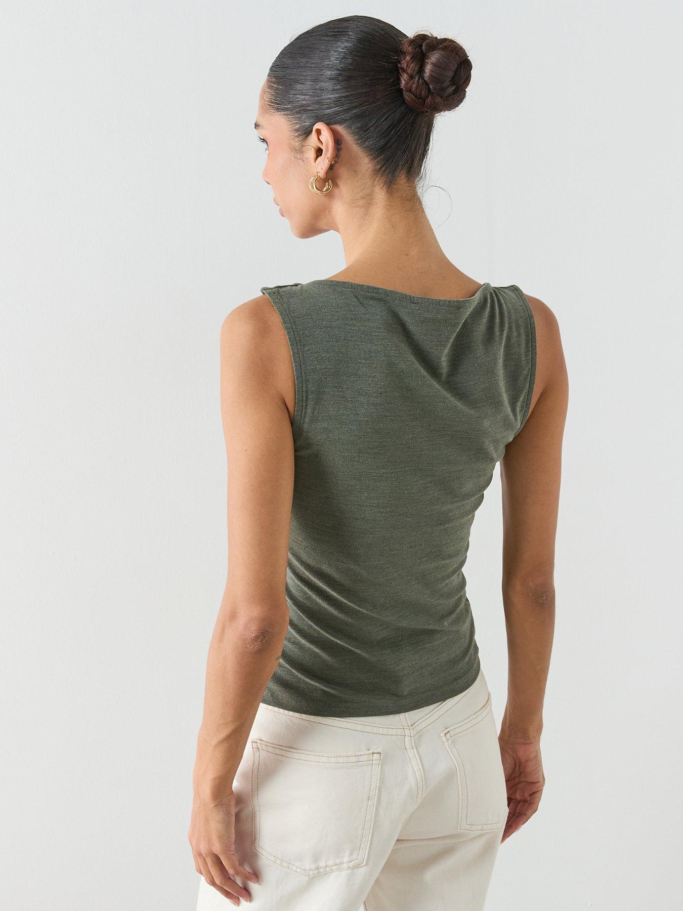 Image 2 of 6 of Mango Asymmetric Ruched Top - Green
