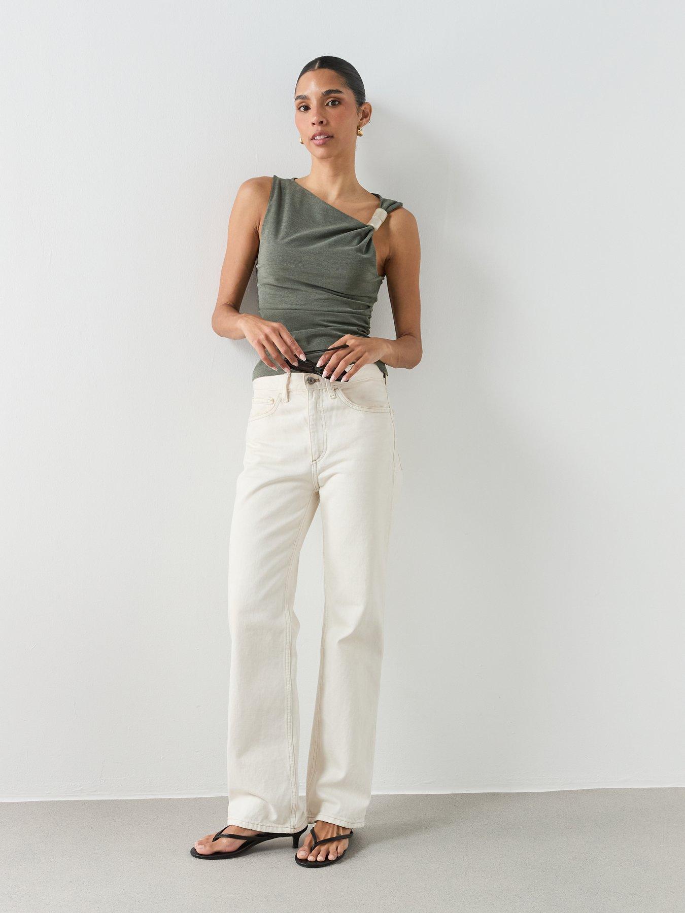 Image 3 of 6 of Mango Asymmetric Ruched Top - Green
