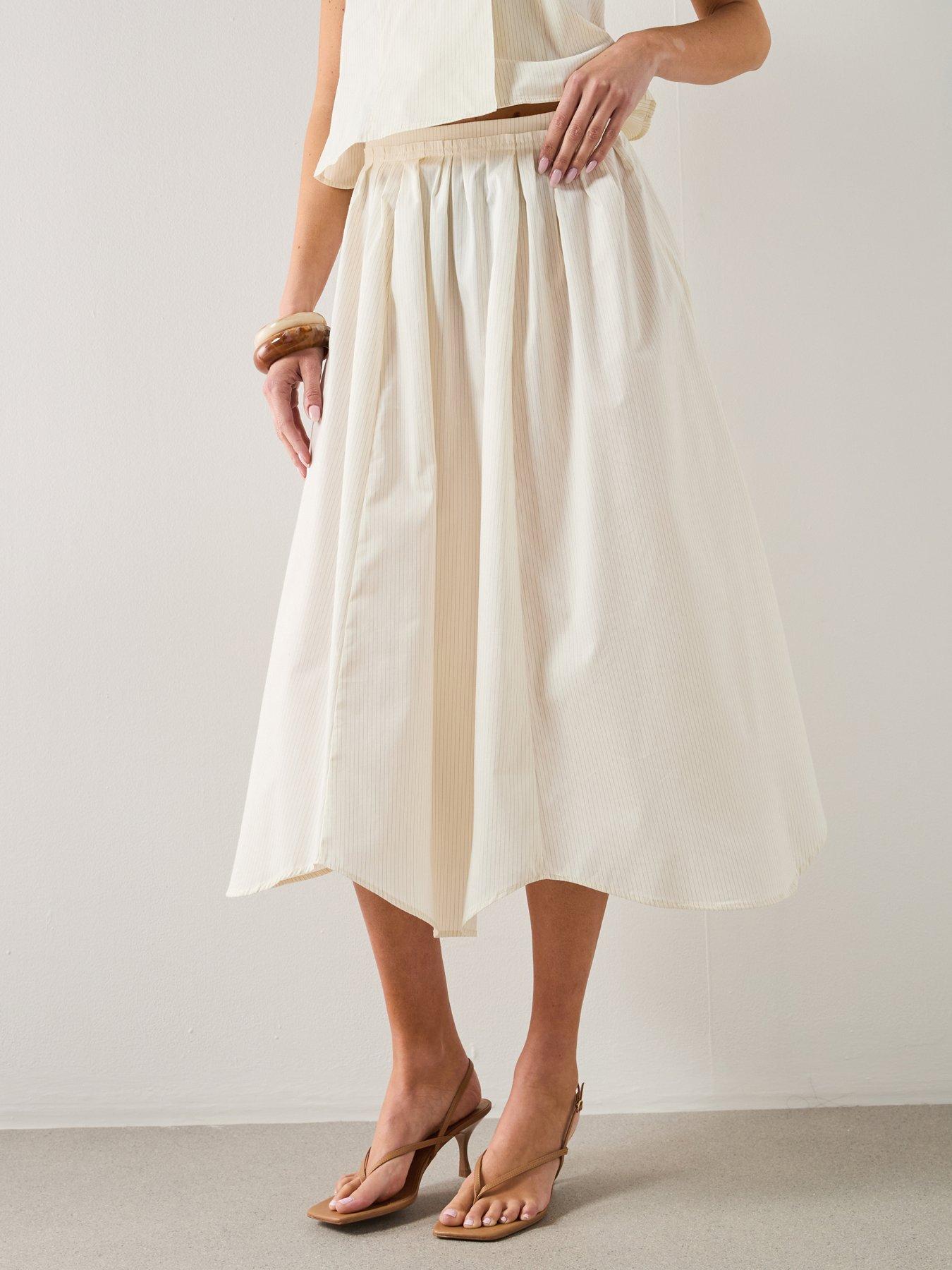 Mango A-line Cotton Co-ord Skirt With Stripes - Beige