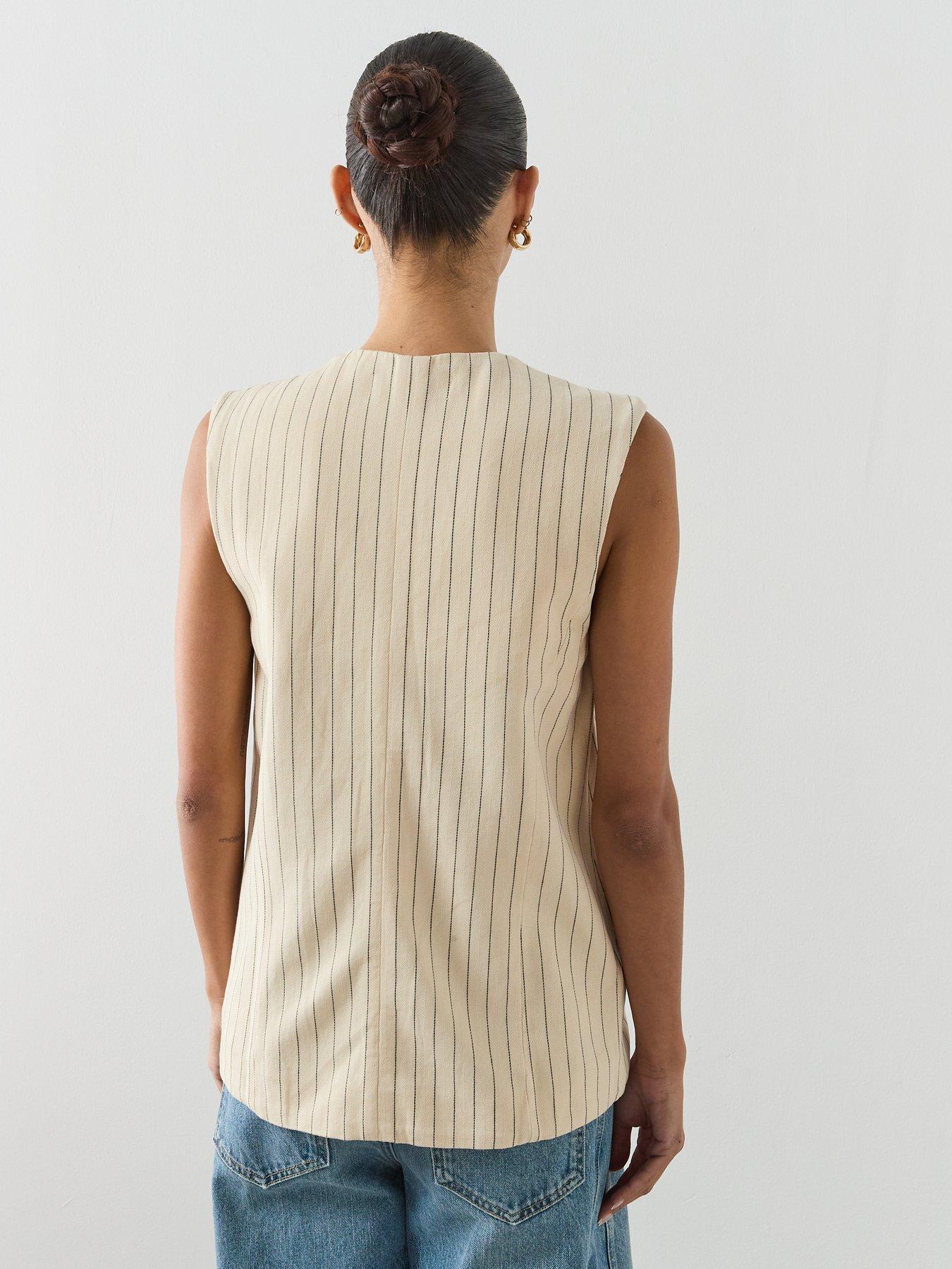 Image 5 of 6 of Mango Pinstriped Suit Waistcoat - Yellow