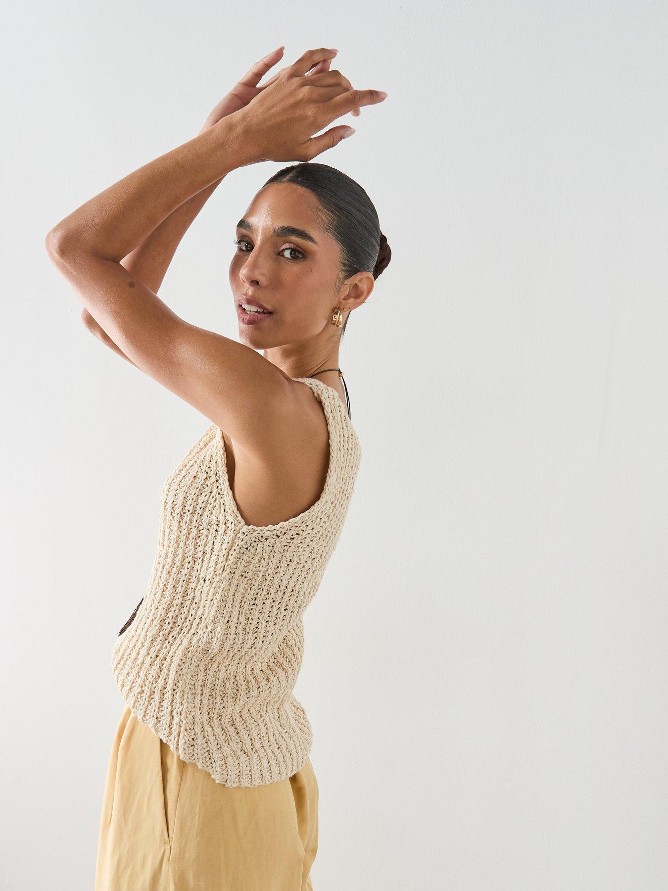 Image 4 of 6 of Mango Round-neck Knitted Top - Sand