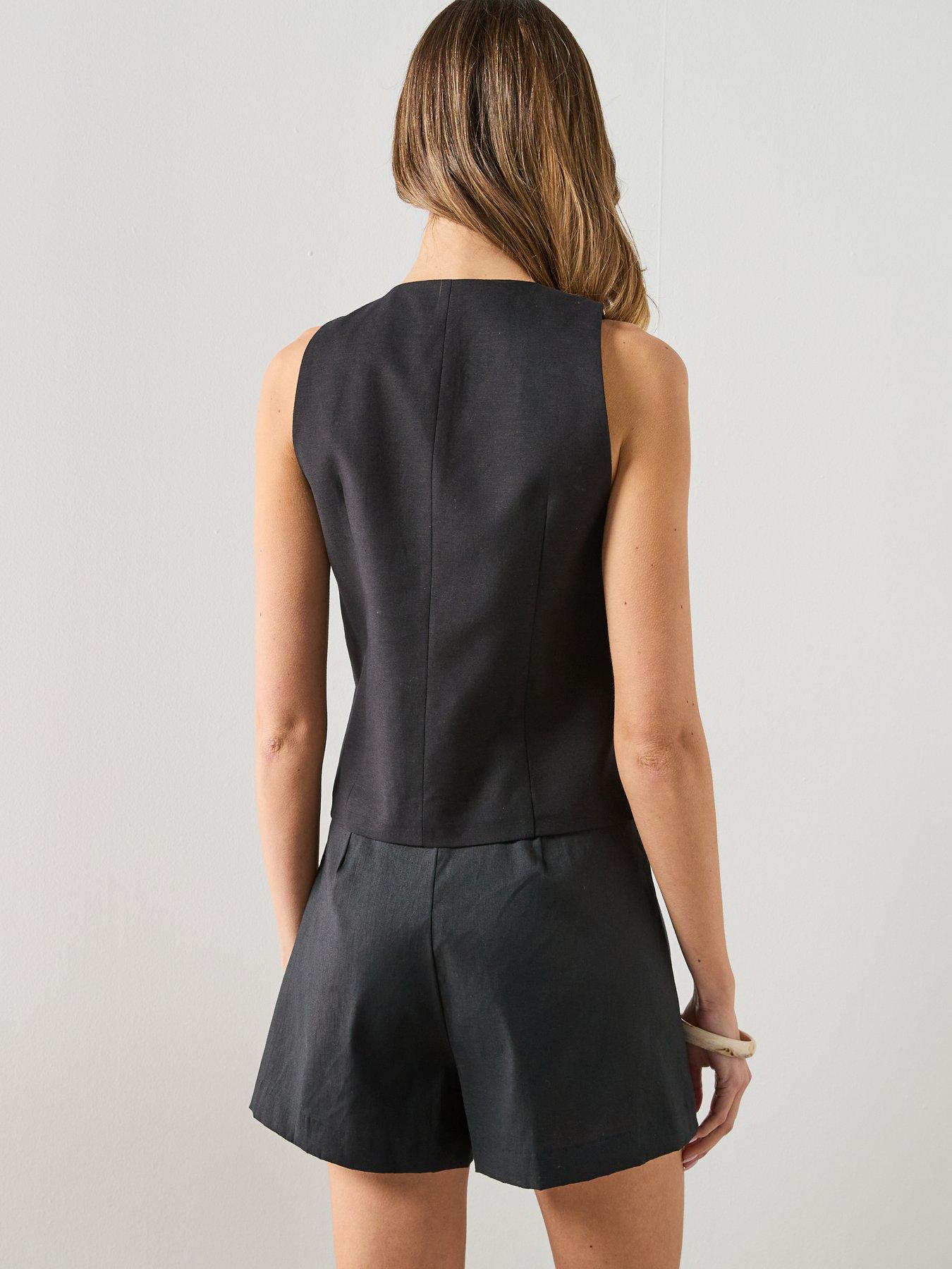 Image 2 of 5 of Mango Linen Co-ord Toggle Waistcoat - Black