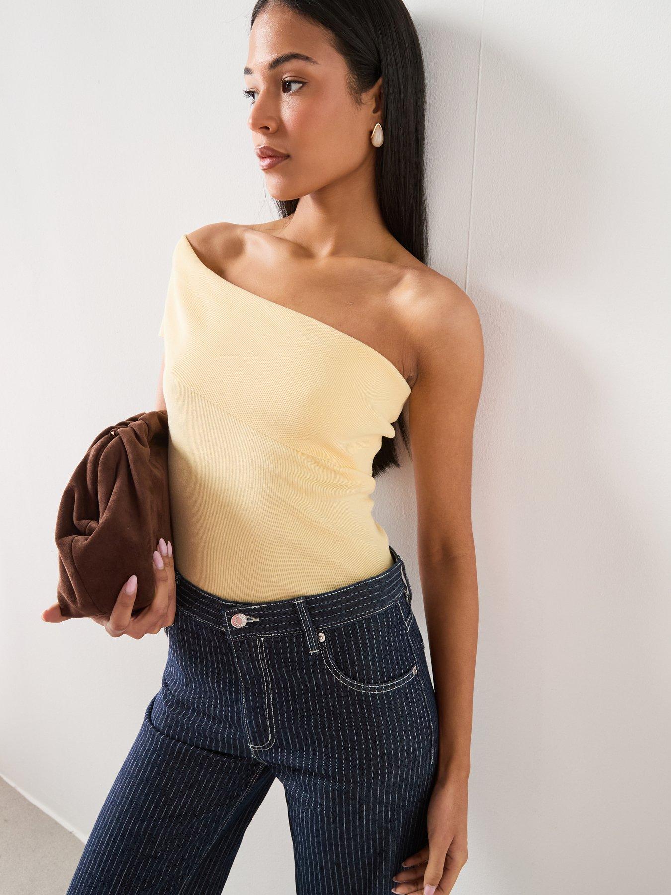 Image 6 of 6 of Mango Strapless Knitted Top - Yellow