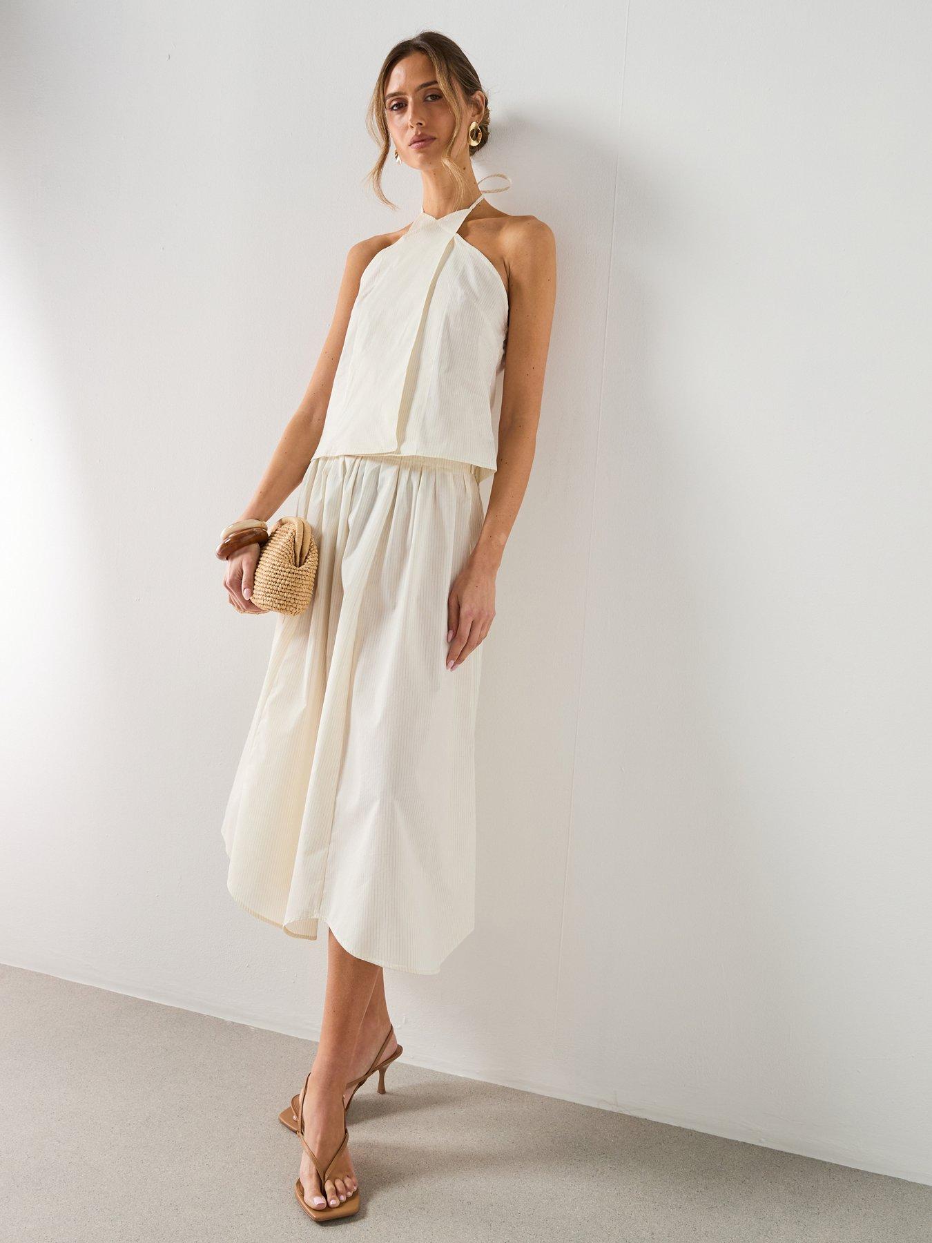 Mango Striped Co-ord Halter Neck Top - Cream