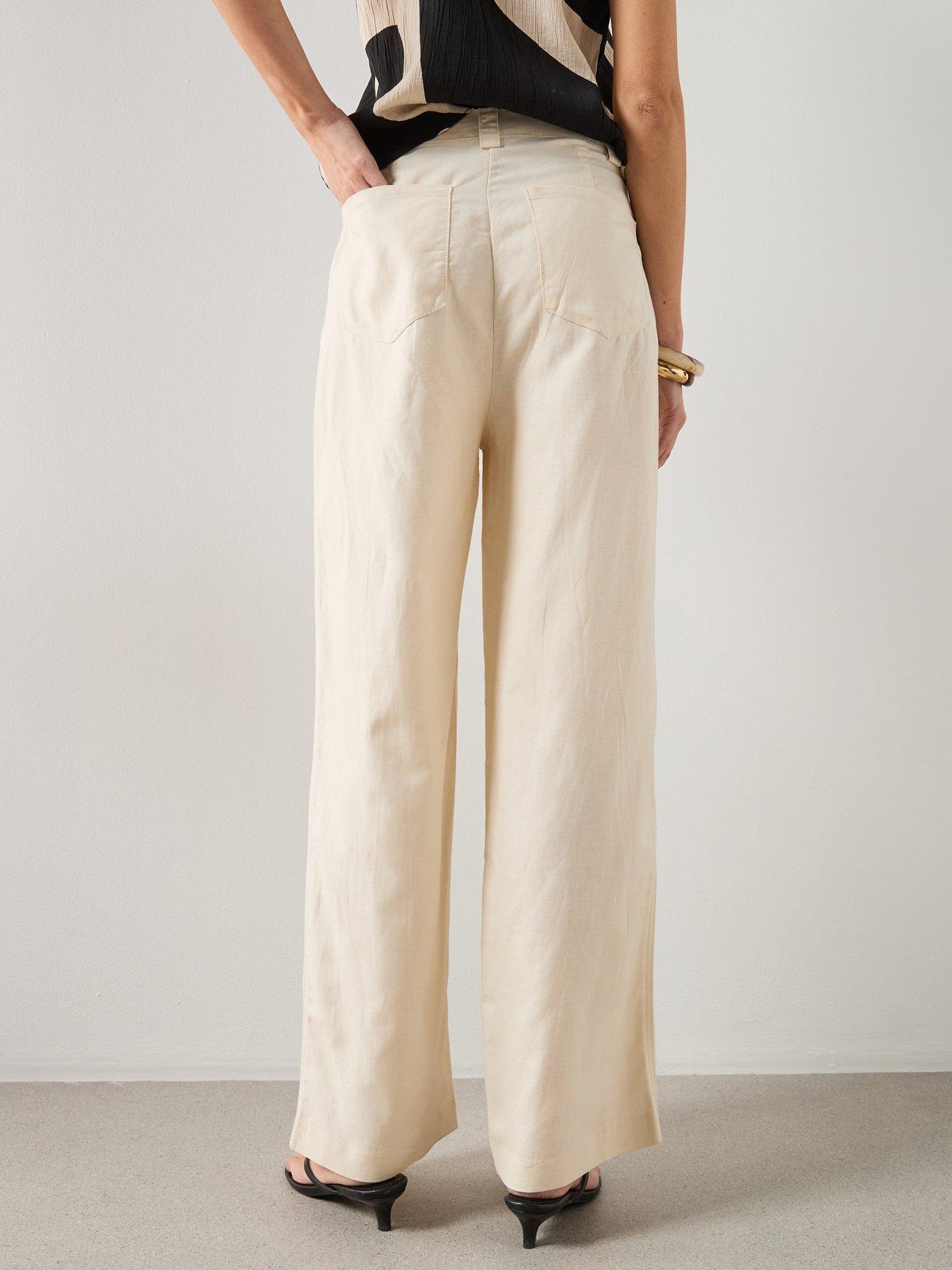 Image 2 of 6 of Mango Linen High-waist Trousers - Cream
