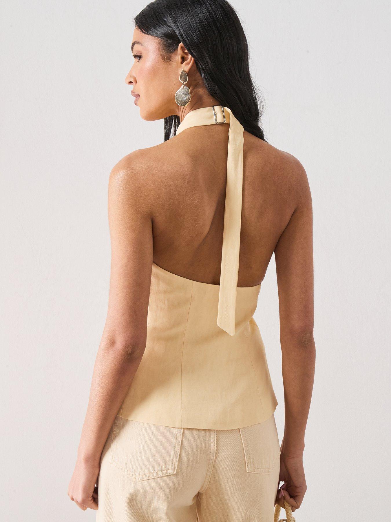 Image 2 of 6 of Mango Linen Buttoned Top - Yellow