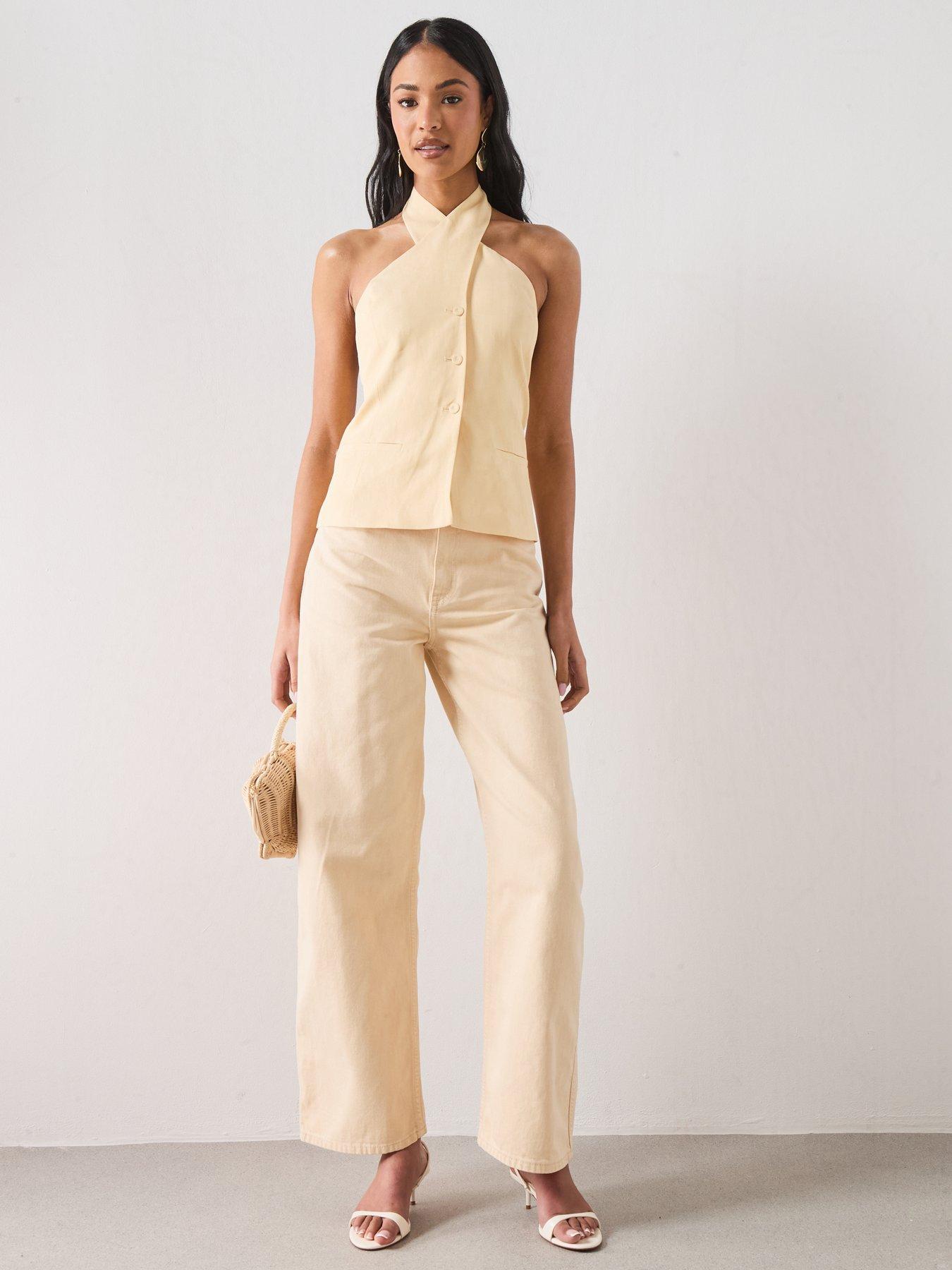 Image 3 of 6 of Mango Linen Buttoned Top - Yellow