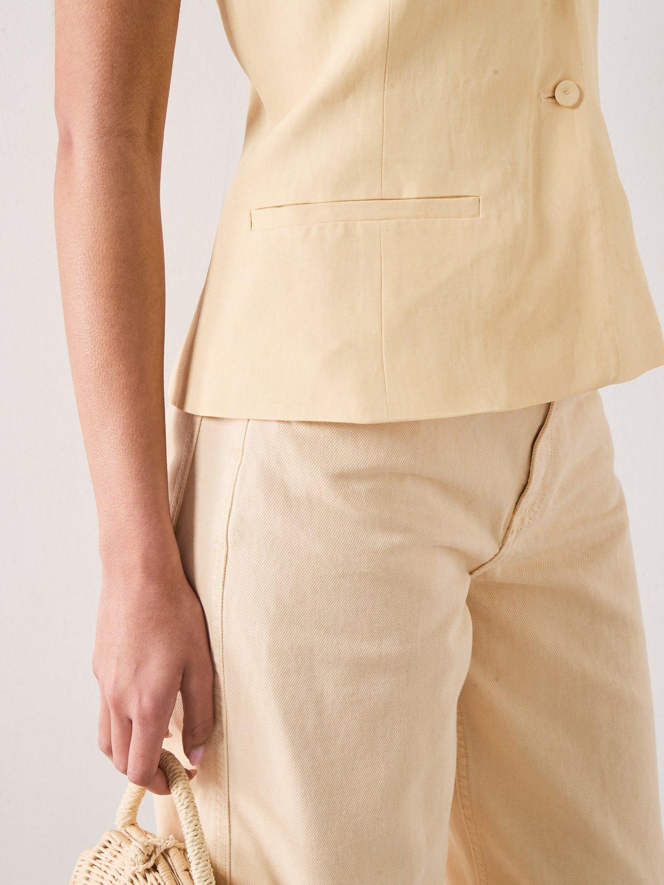 Image 5 of 6 of Mango Linen Buttoned Top - Yellow