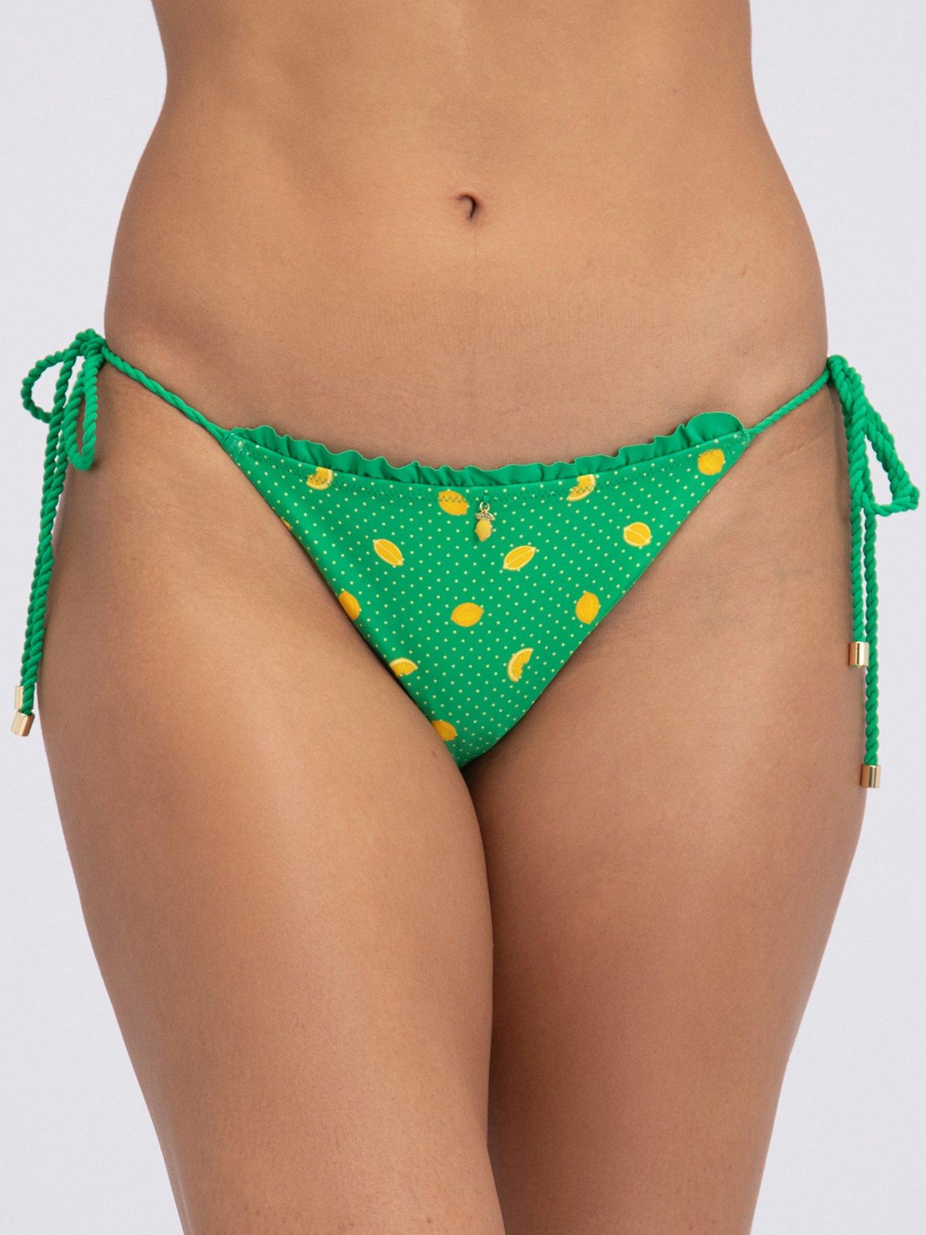 Image 1 of 6 of Boux Avenue Boux Avenue Ithaca String Side Bikini Brief - Green Mix