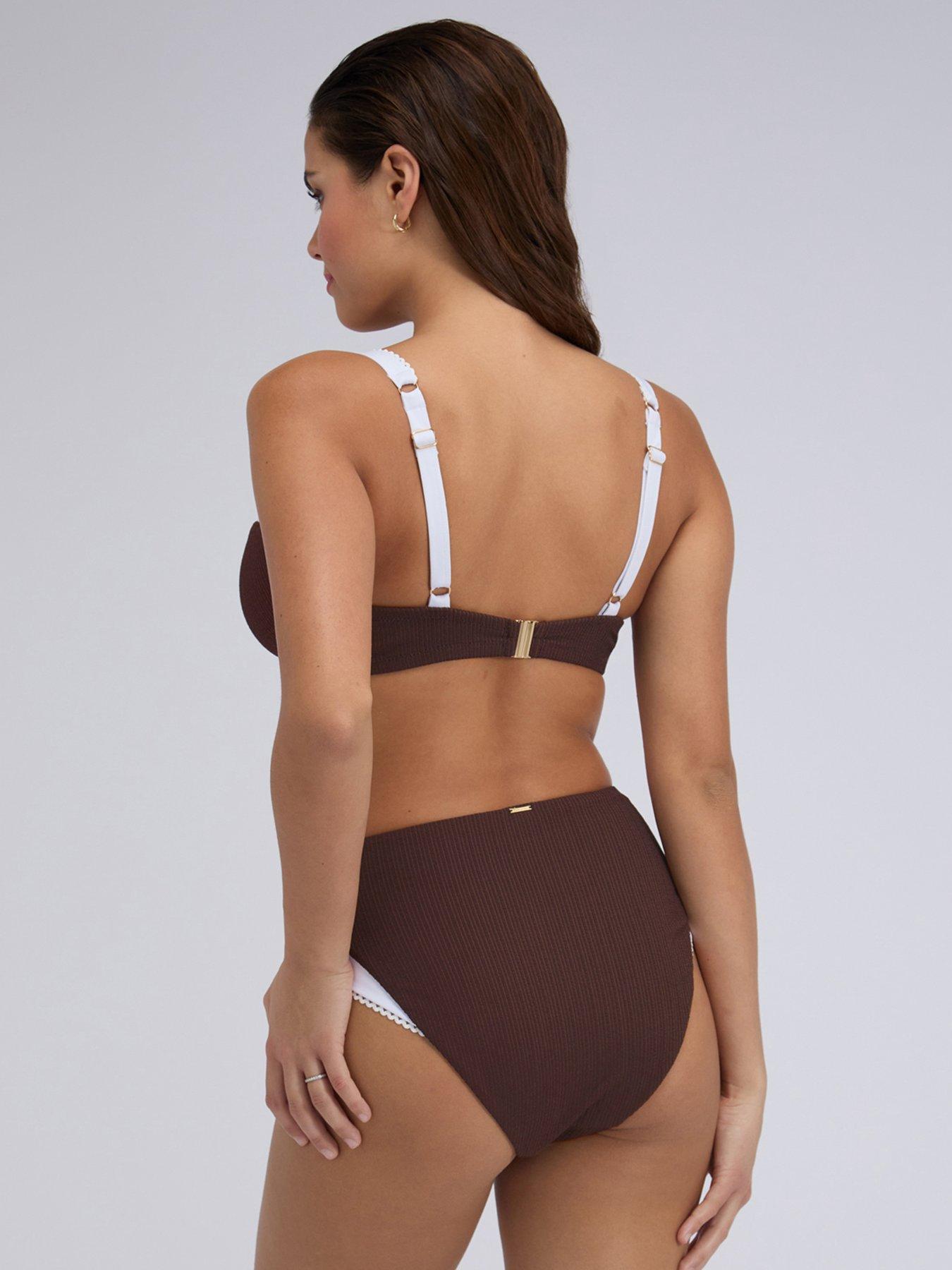 Image 2 of 6 of Boux Avenue Rivoli Picot Bikini Top - Chocolate