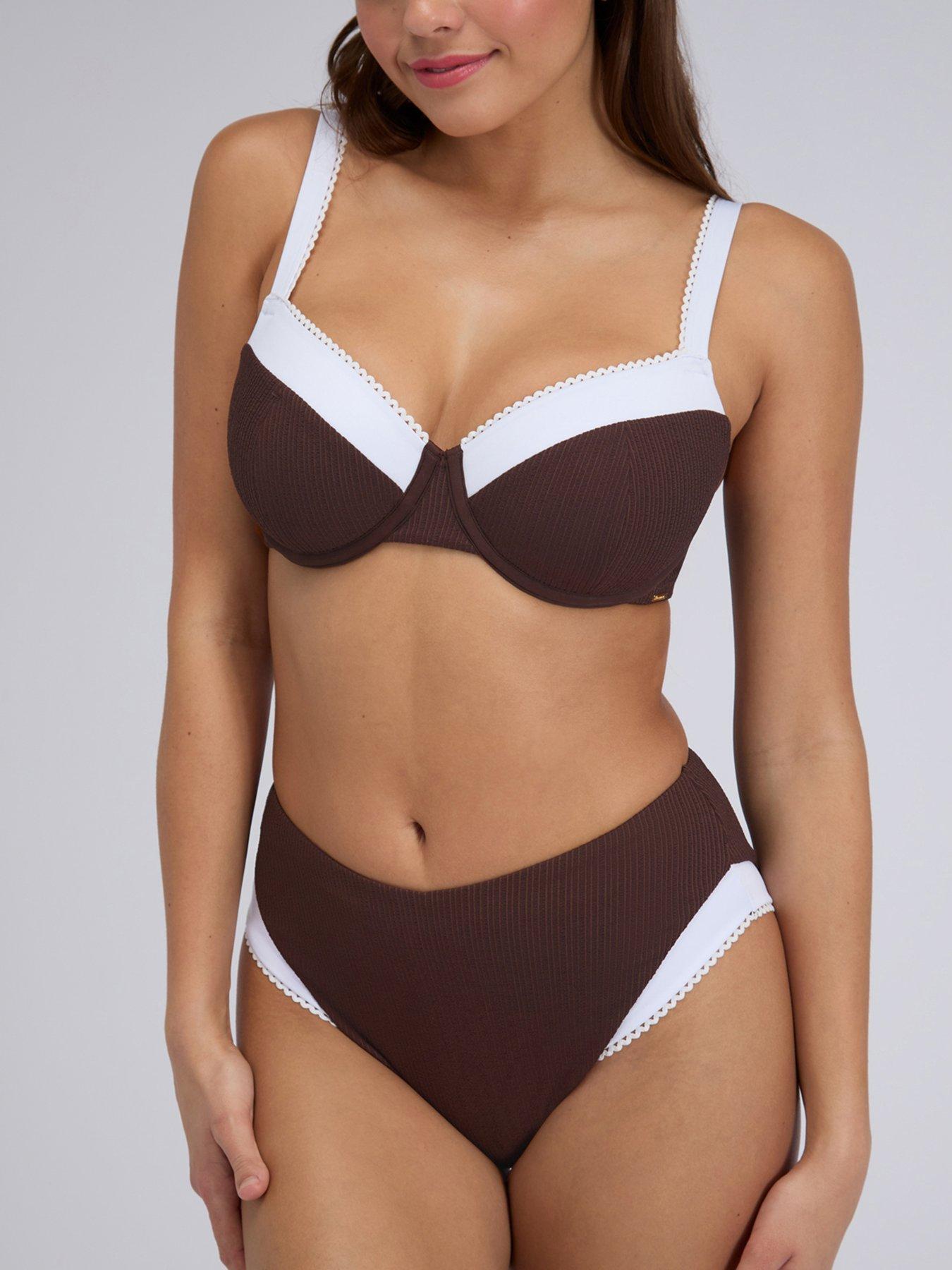 Image 5 of 6 of Boux Avenue Rivoli Picot Bikini Top - Chocolate