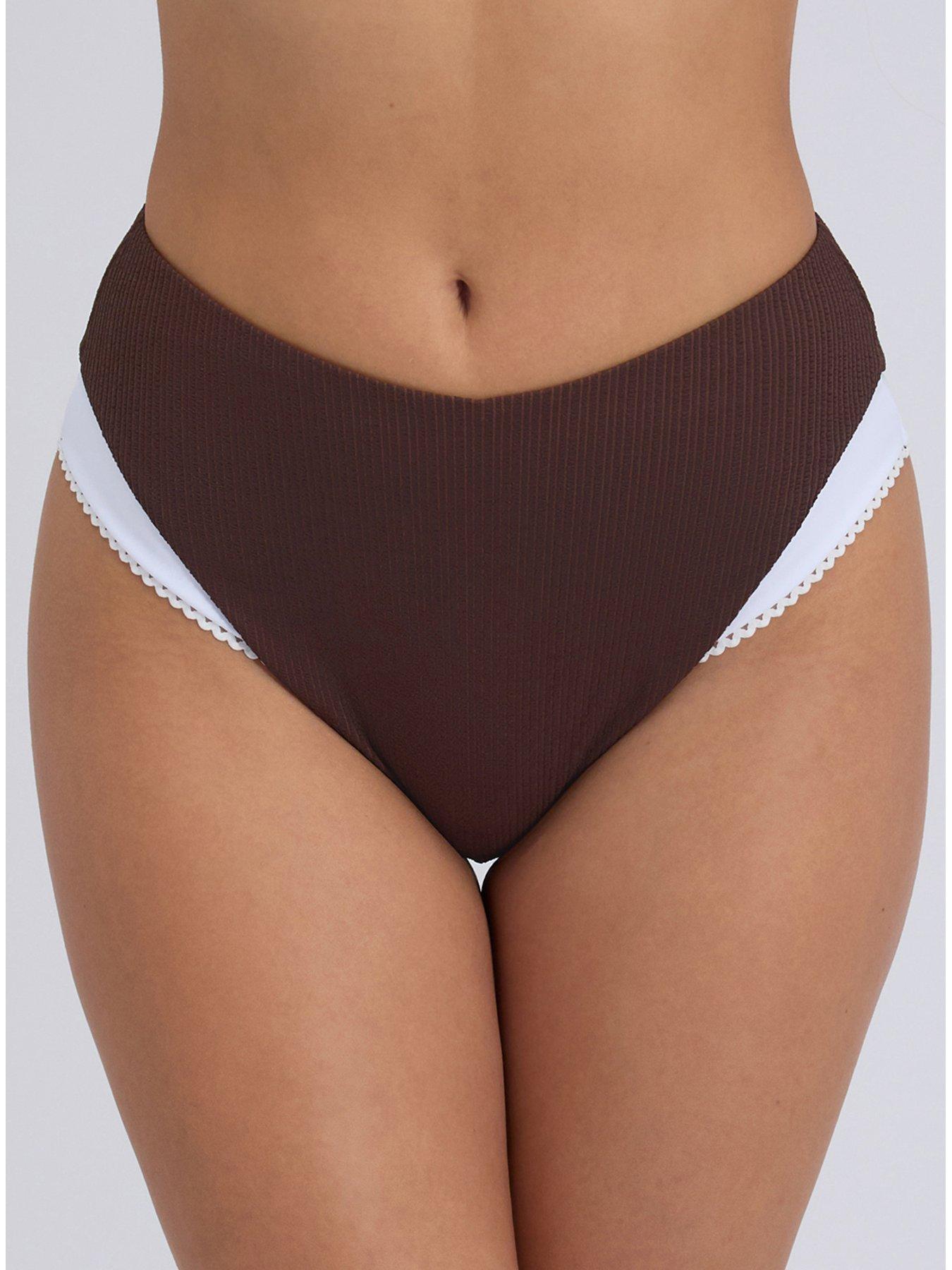 Boux Avenue Boux Avenue Rivoli Picot High Waist Bikini Brief - Chocolate