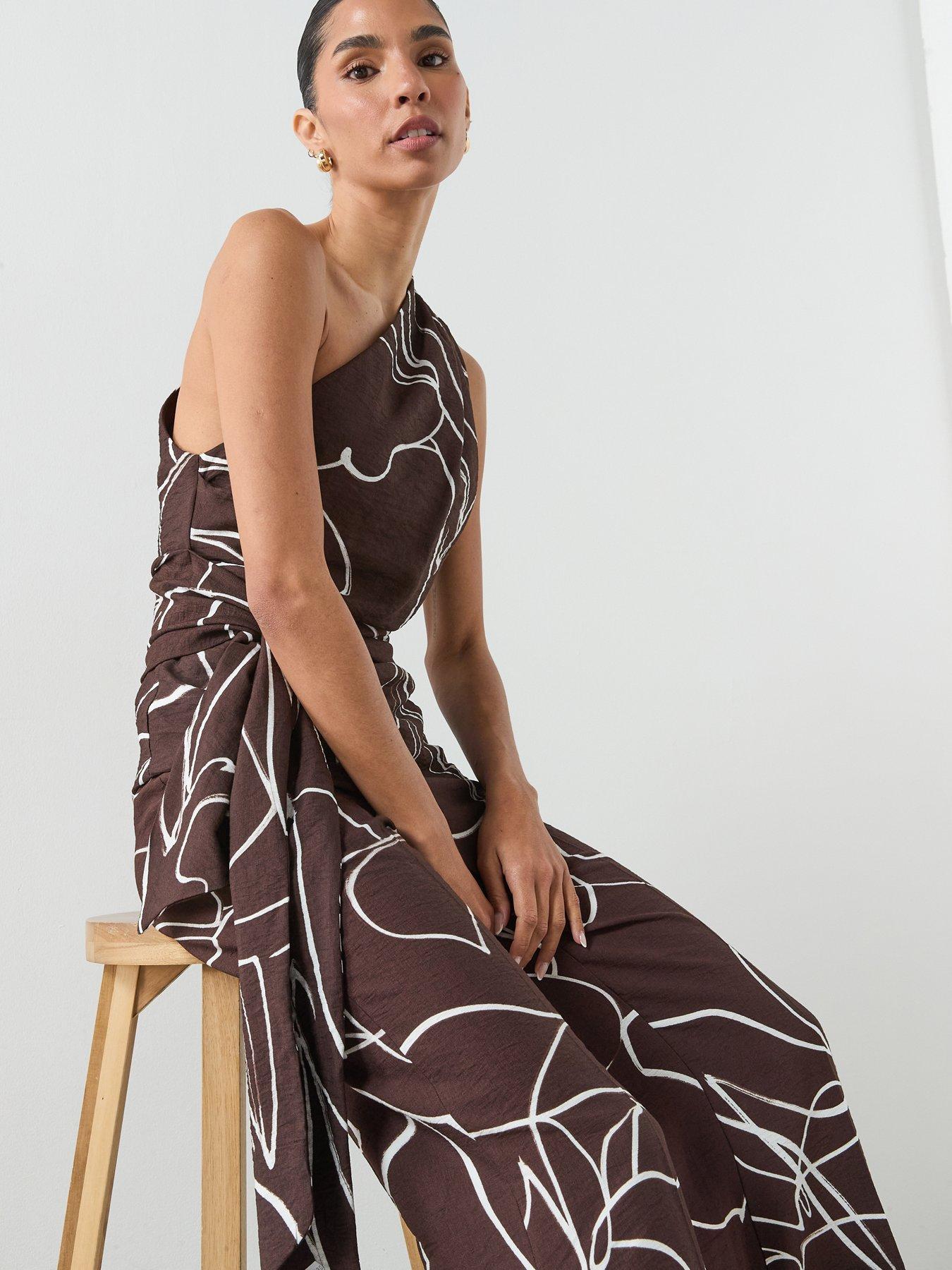 Image 5 of 6 of Mango Asymmetric Printed Top - Brown