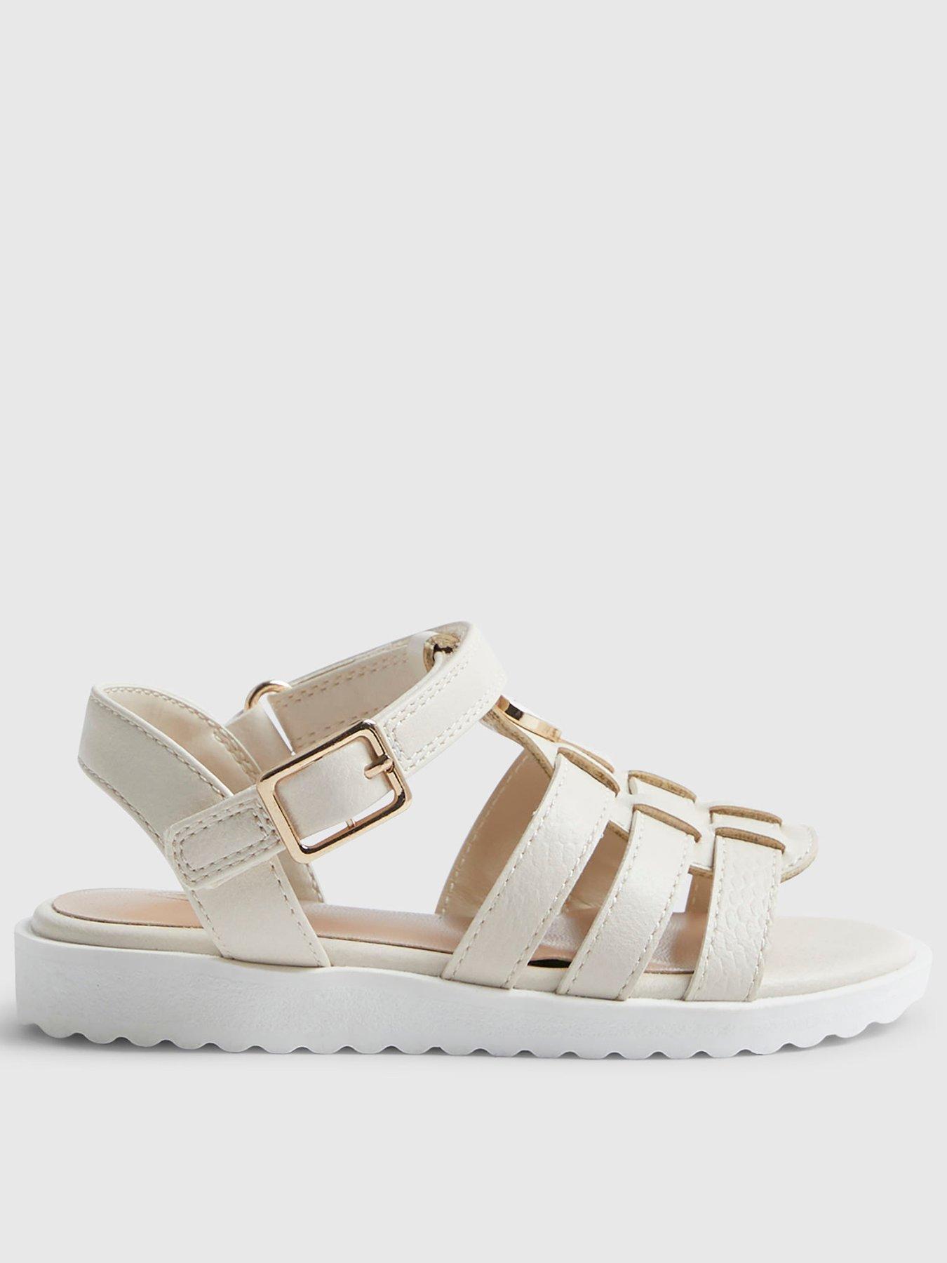 River Island Mini Girls Heart Caged Sandals - White in Cream