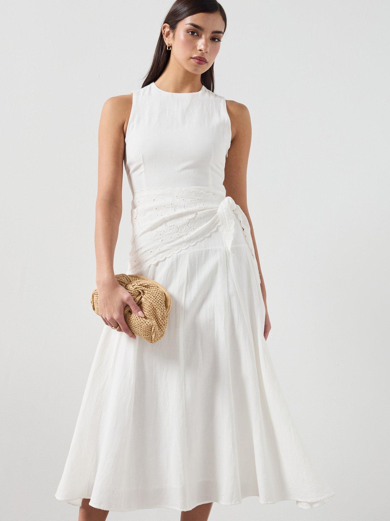 Mango Handkerchief A-line Dress - Ecru