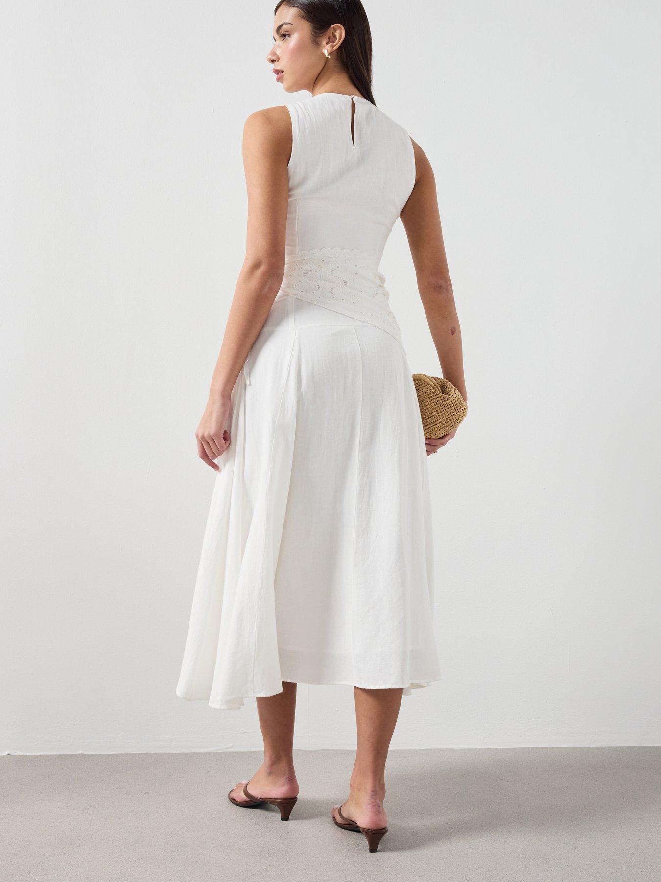 Image 2 of 6 of Mango Handkerchief A-line Dress - White
