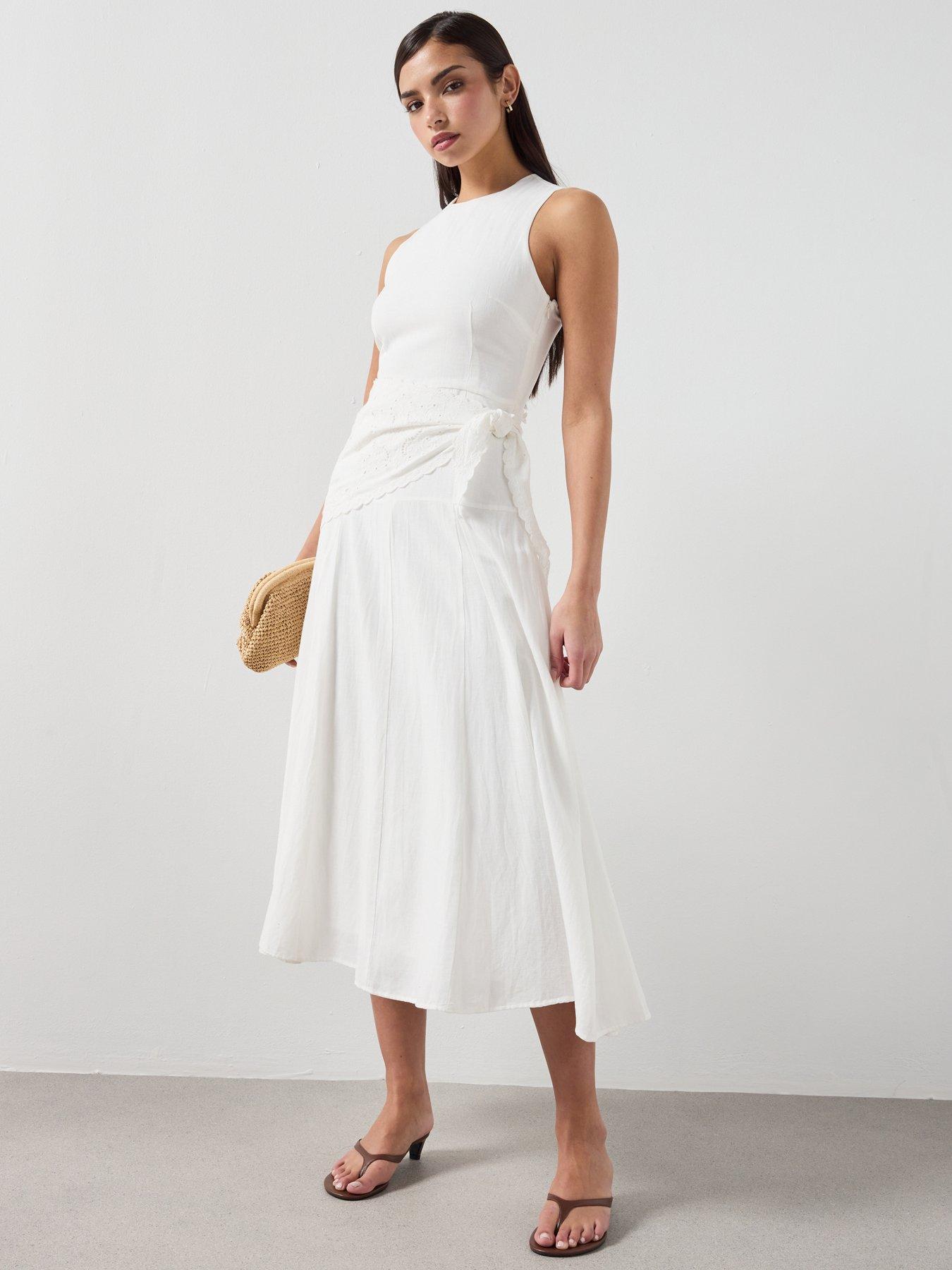 Image 3 of 6 of Mango Handkerchief A-line Dress - White