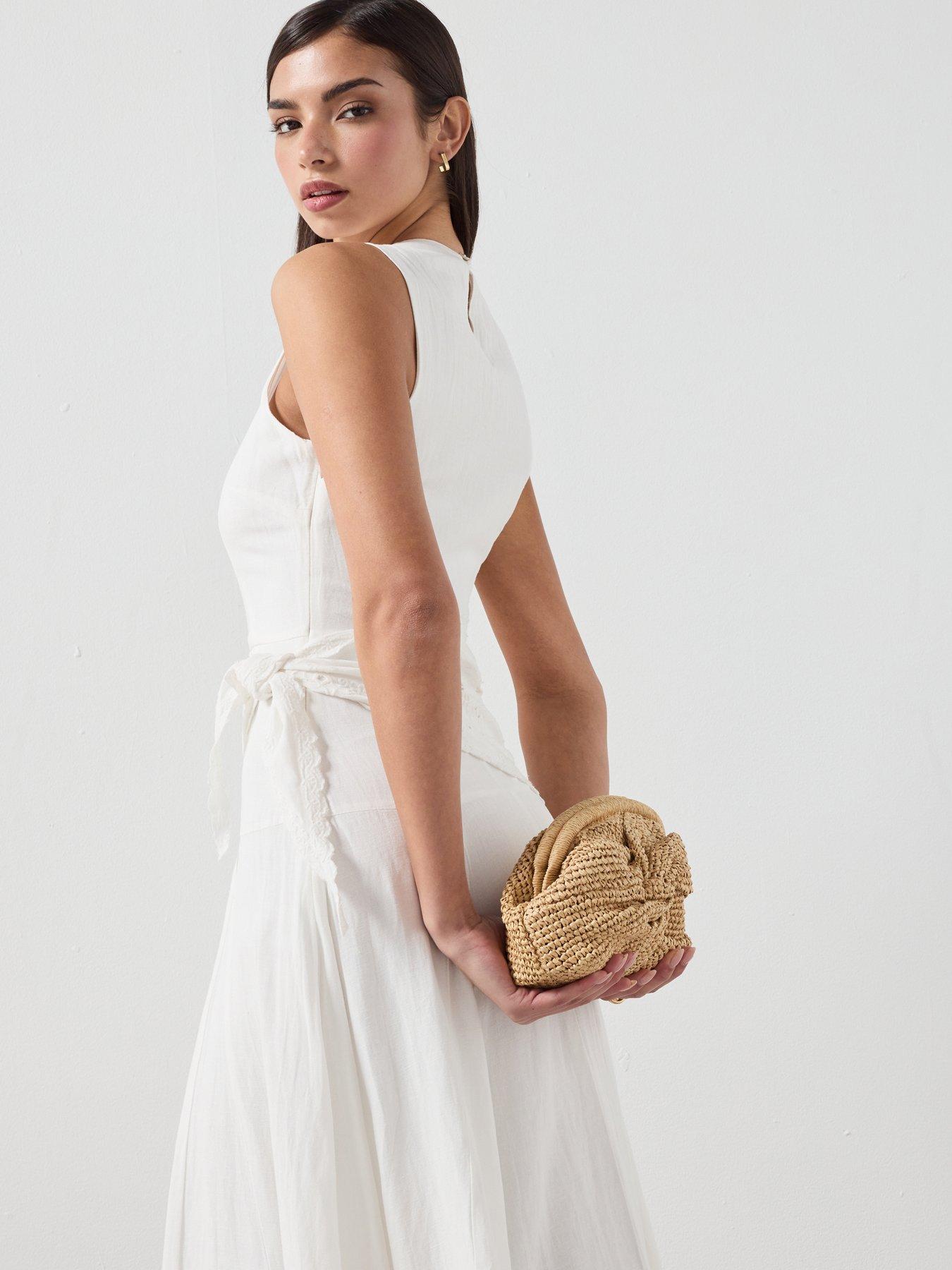 Image 4 of 6 of Mango Handkerchief A-line Dress - White