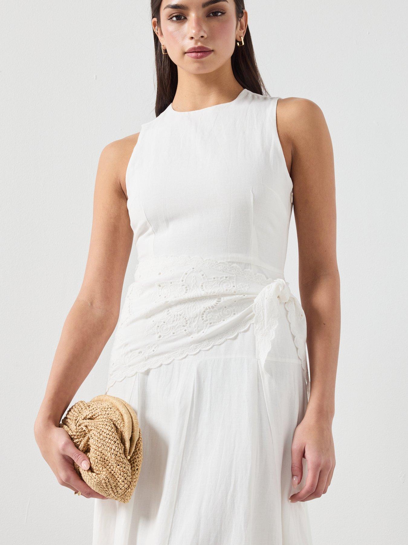 Image 5 of 6 of Mango Handkerchief A-line Dress - White