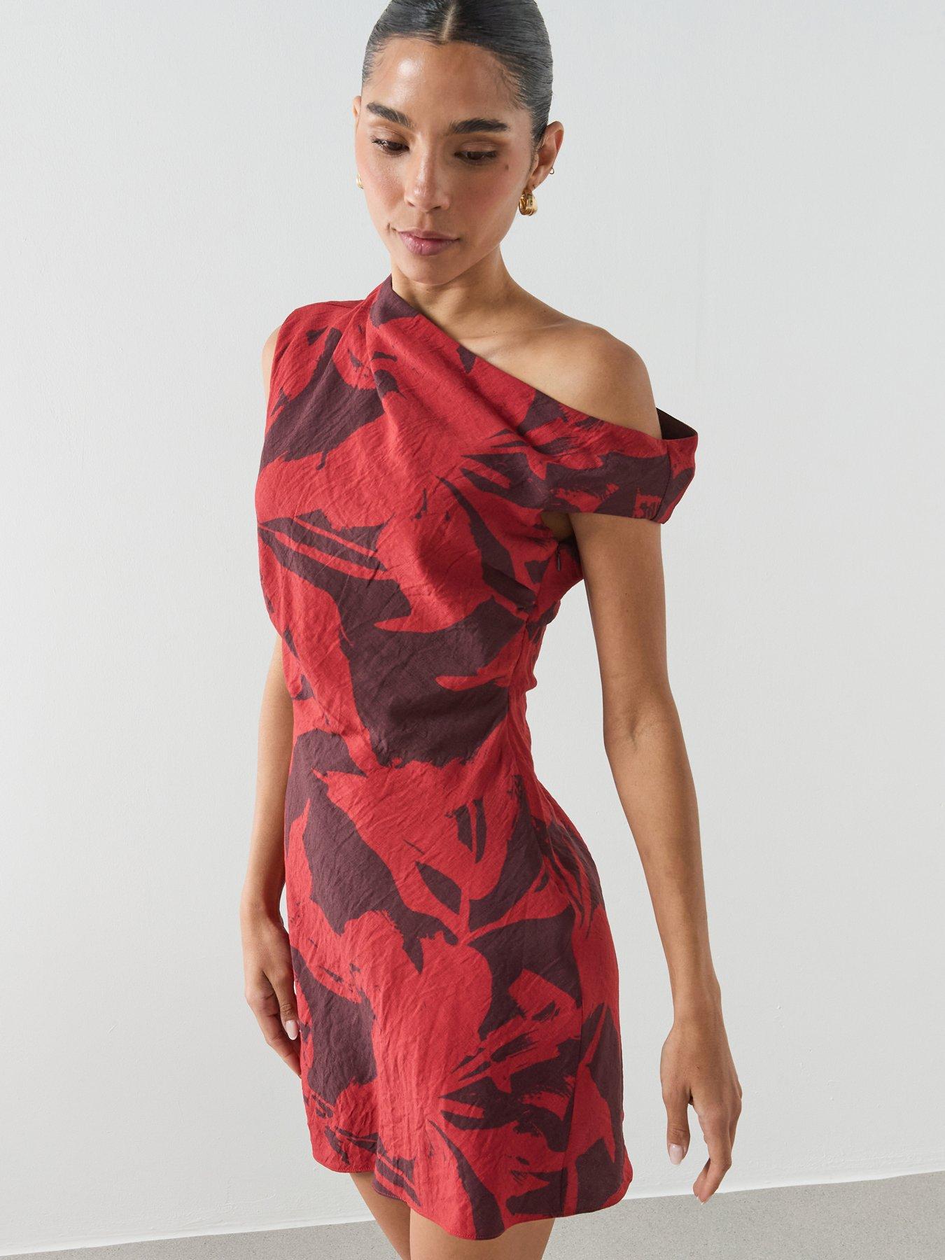 Mango Short Patterned Dress - Red