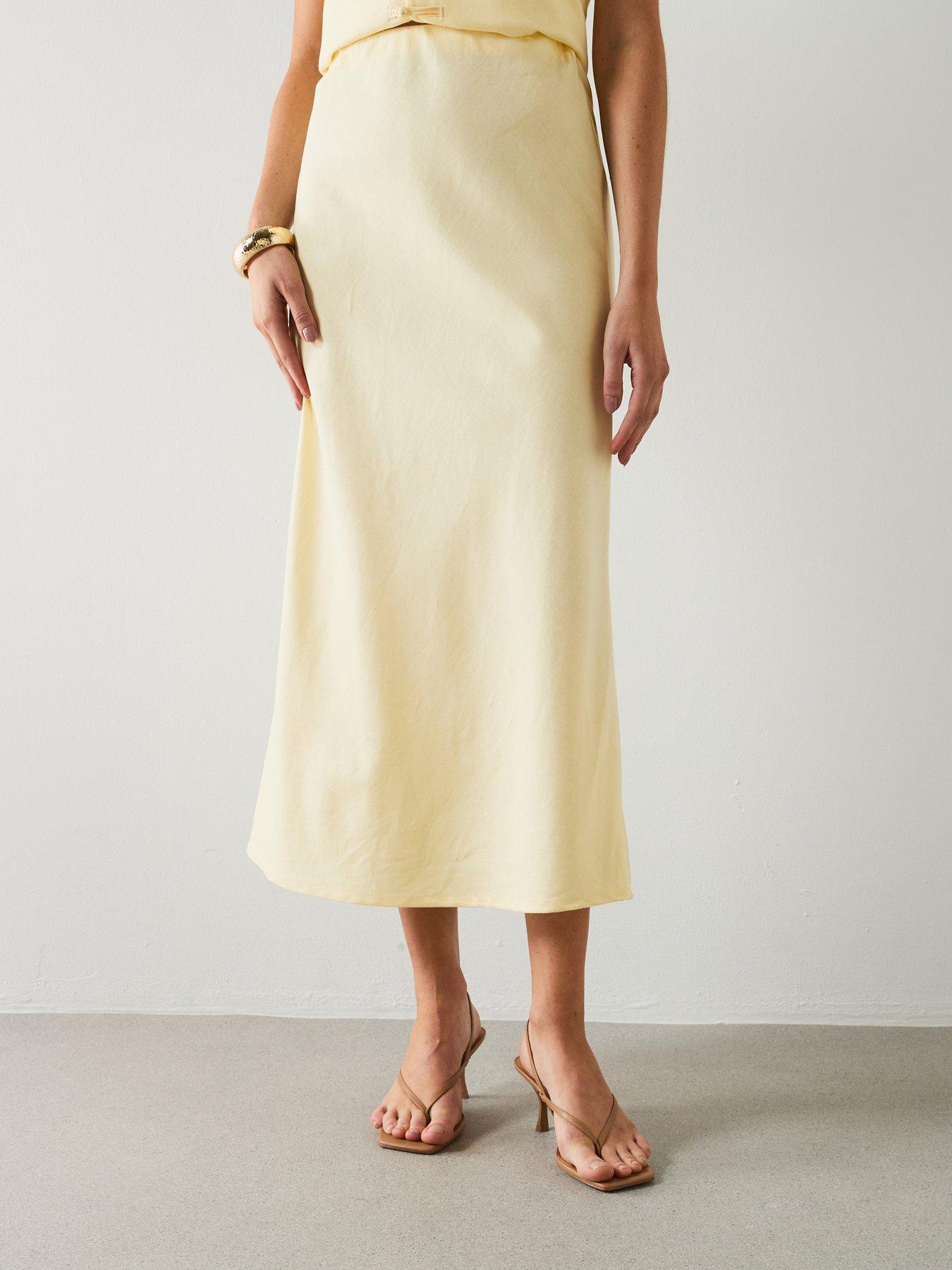 Mango Linen-Blend Straight Skirt - Cream