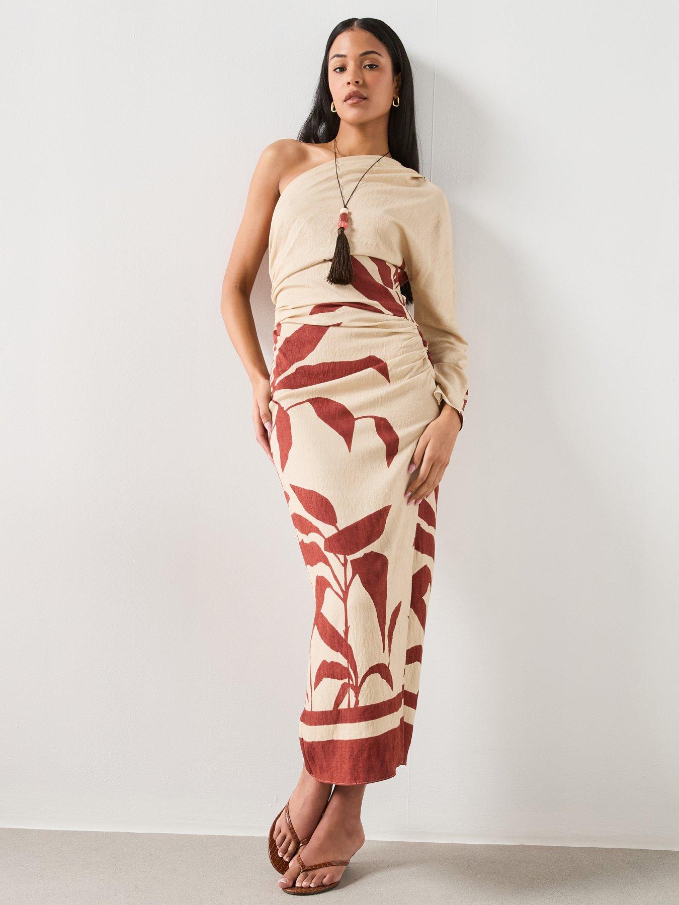 Mango Asymmetrical Dress With Gathered Body - Beige