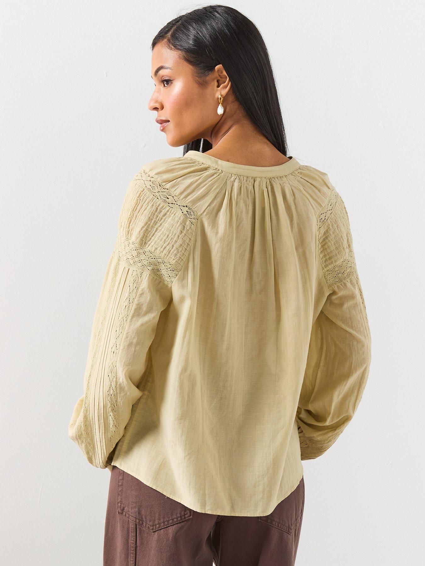Image 2 of 6 of Mango Embroidered Openwork Blouse - Green