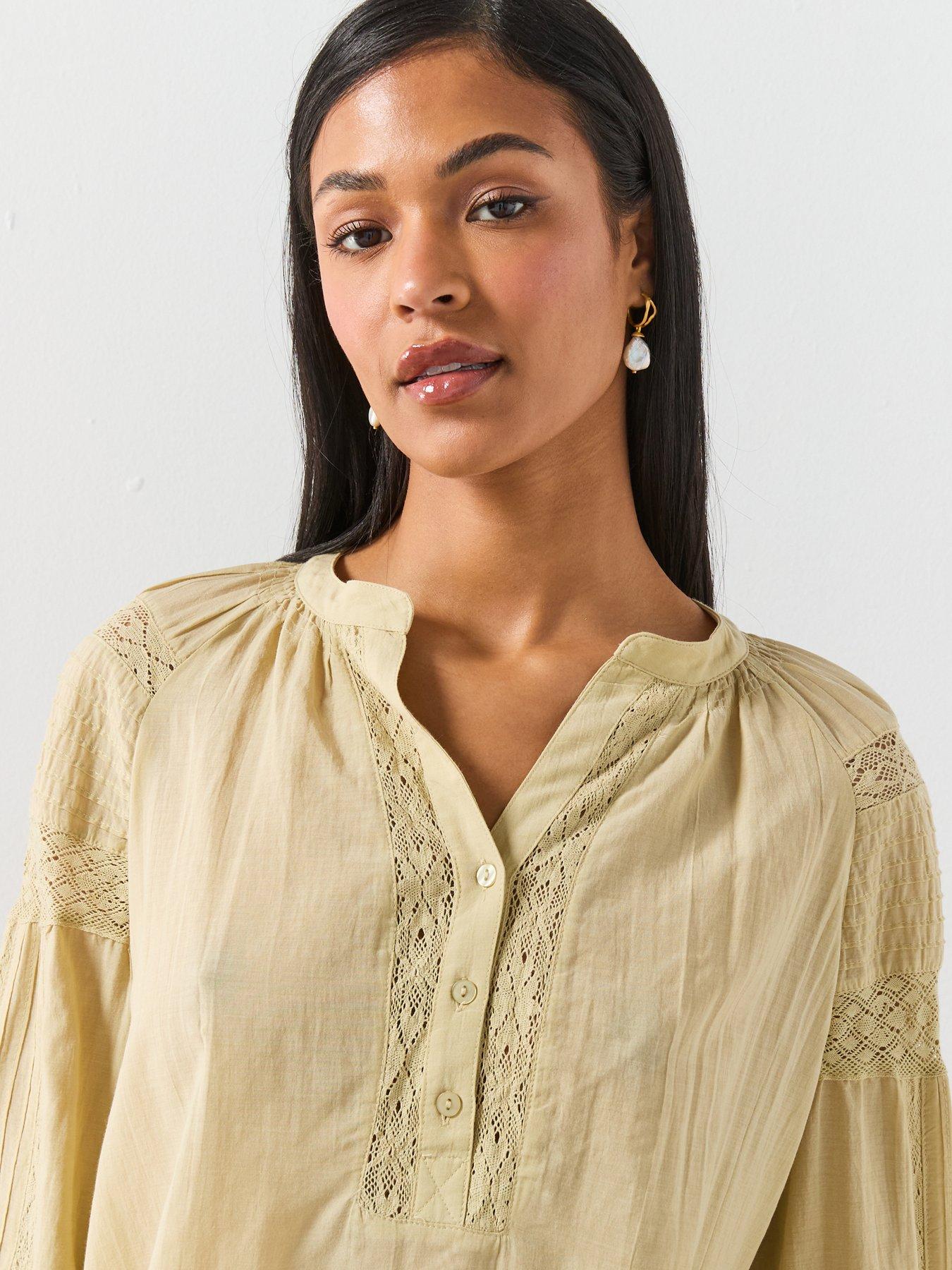 Image 4 of 6 of Mango Embroidered Openwork Blouse - Green