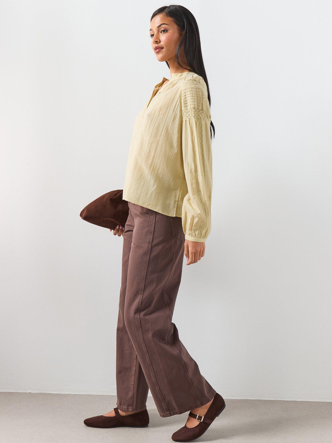 Image 6 of 6 of Mango Embroidered Openwork Blouse - Green