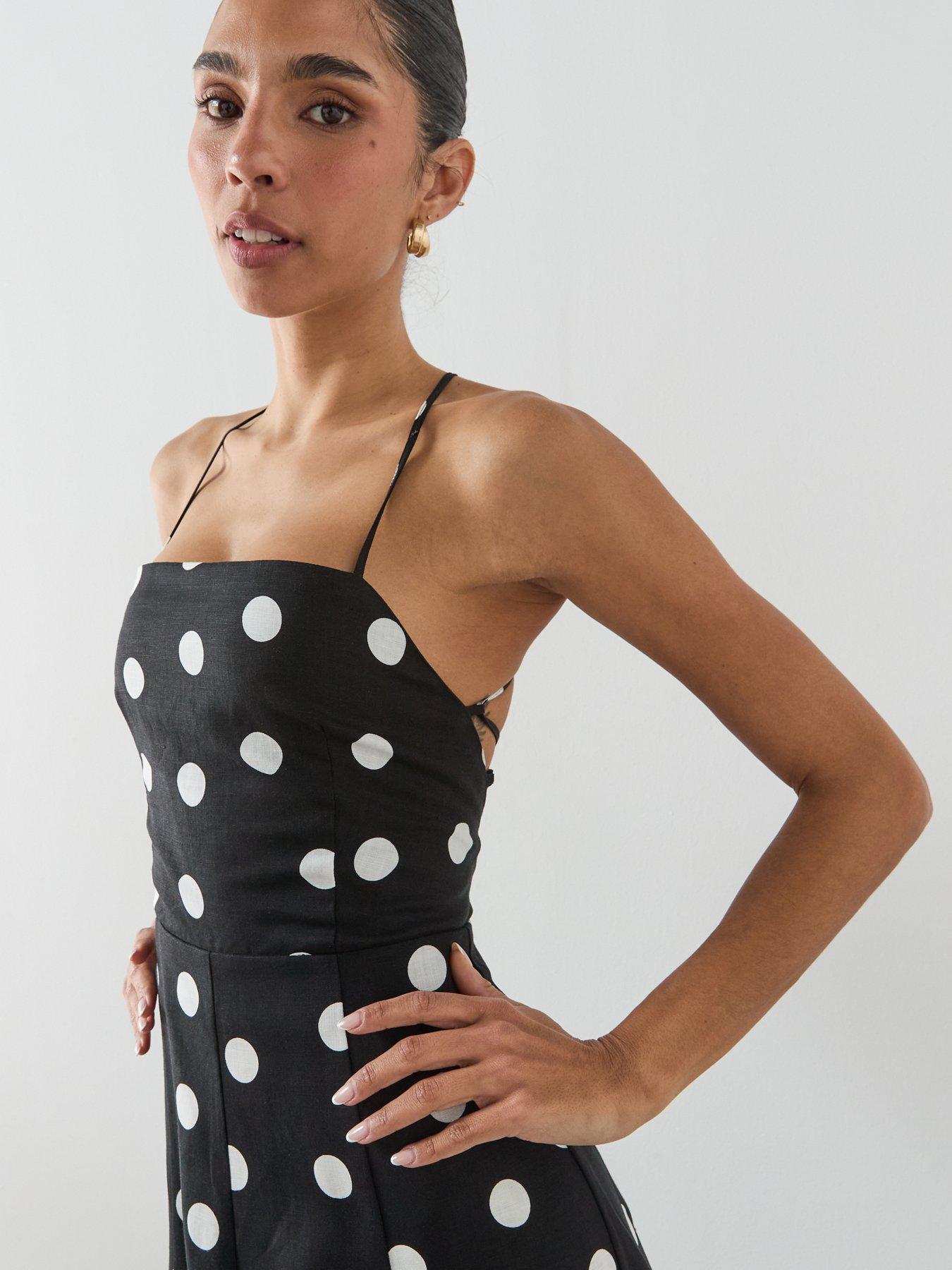 Image 4 of 6 of Mango Lyocell Polka Dot Dress - Black
