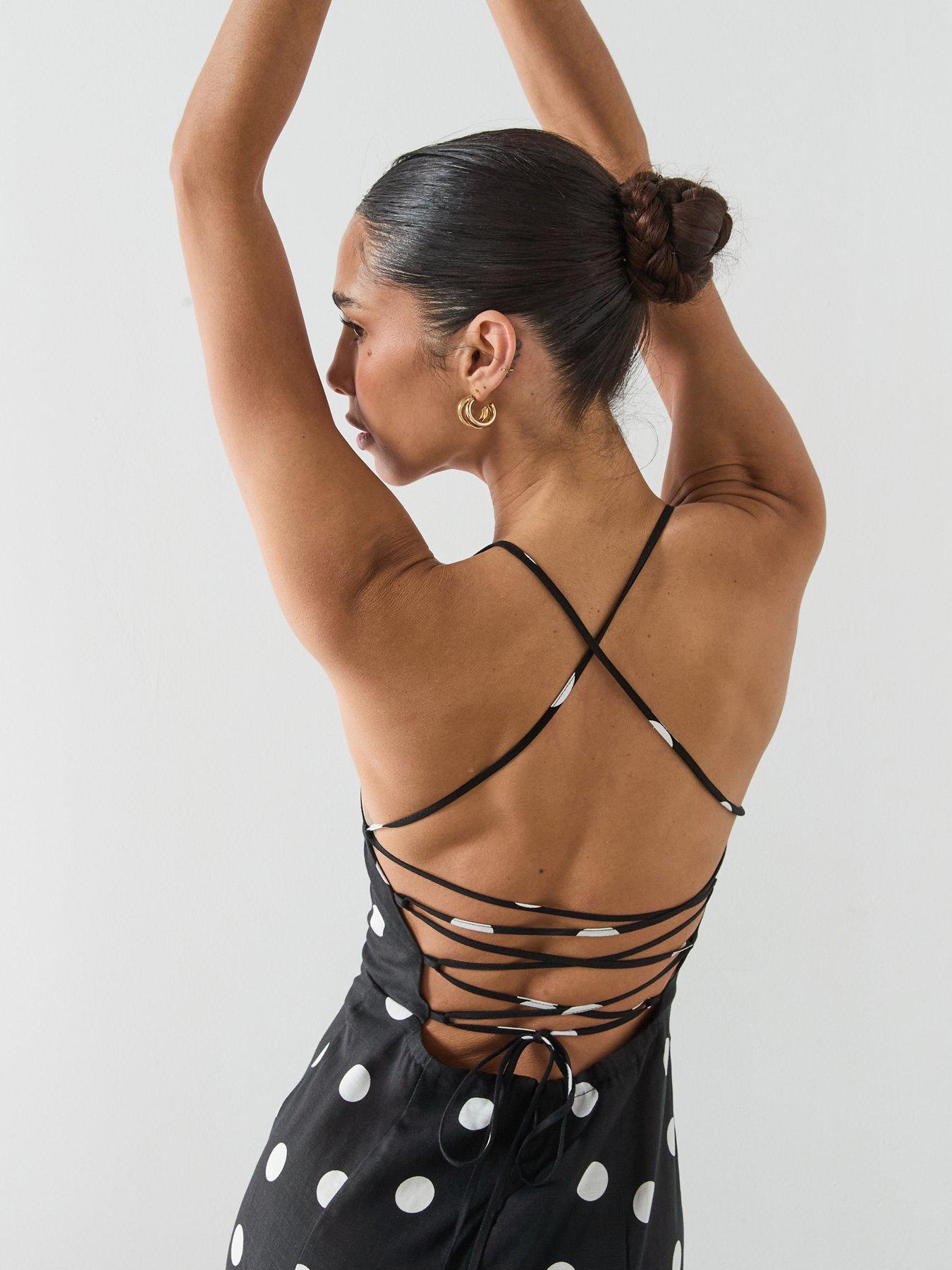 Image 5 of 6 of Mango Lyocell Polka Dot Dress - Black