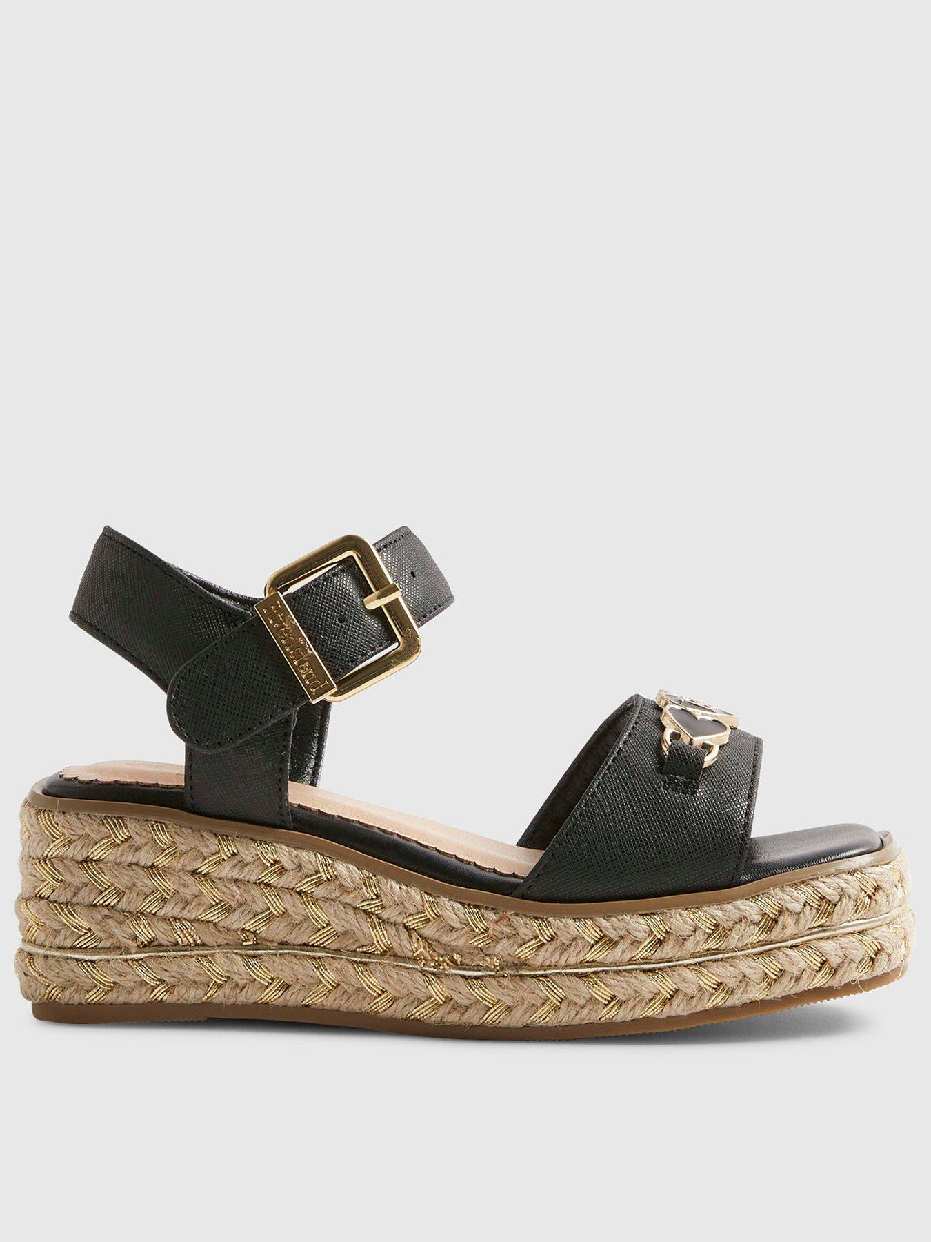 River Island Older Girls Heart Wedge Sandals - Black