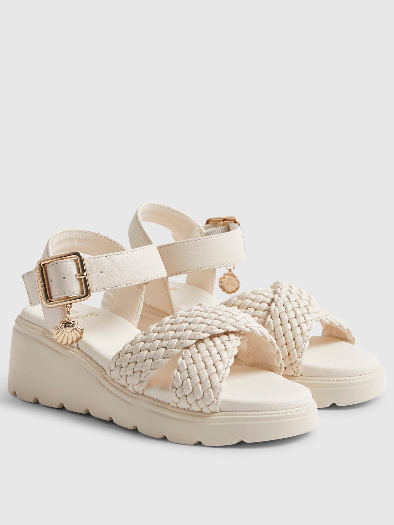 Image 2 of 5 of River Island Older Girls Plaited Wedge Sandals - Beige