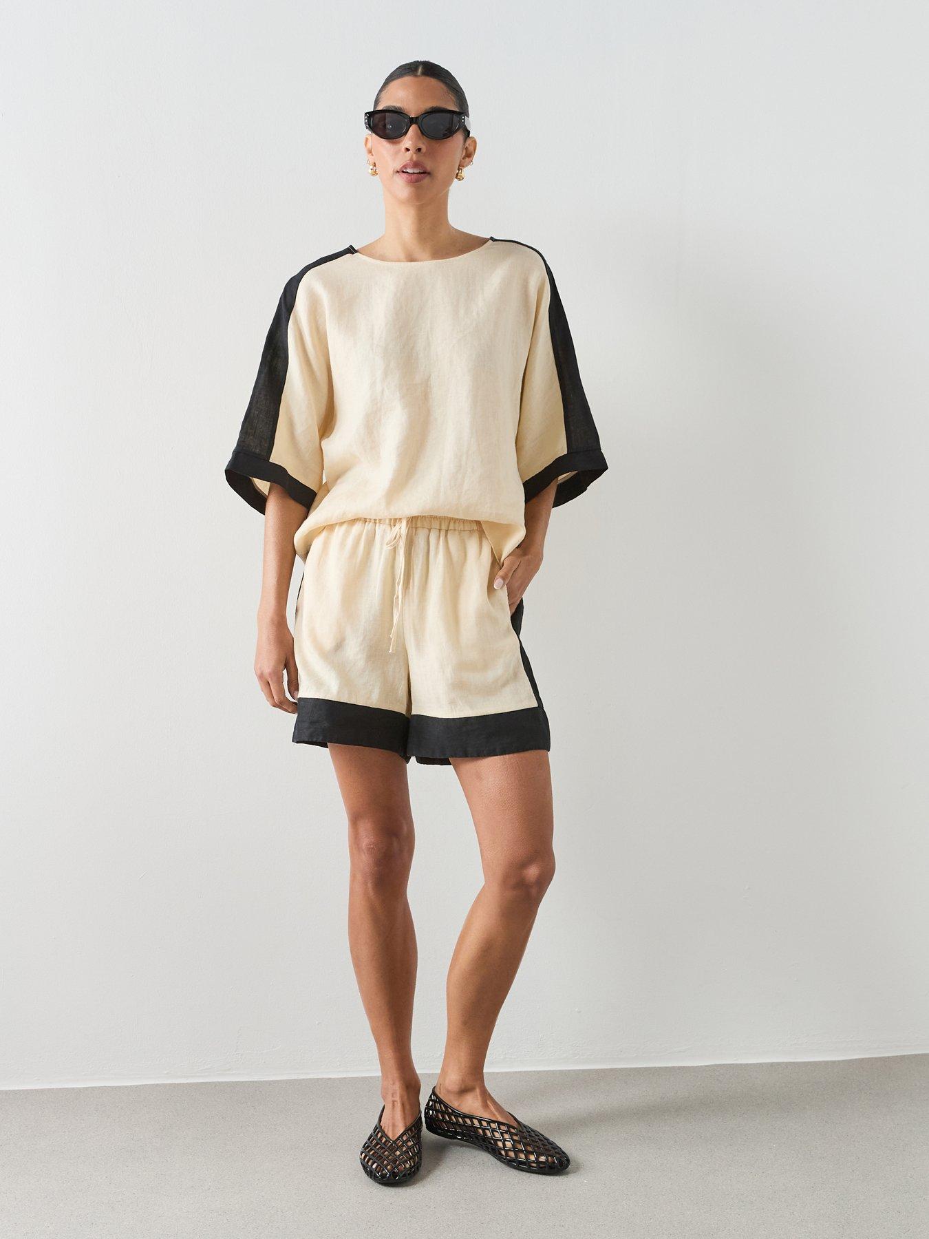 Image 3 of 6 of Mango Linen Blouse With Contrasting Stripes - Cream