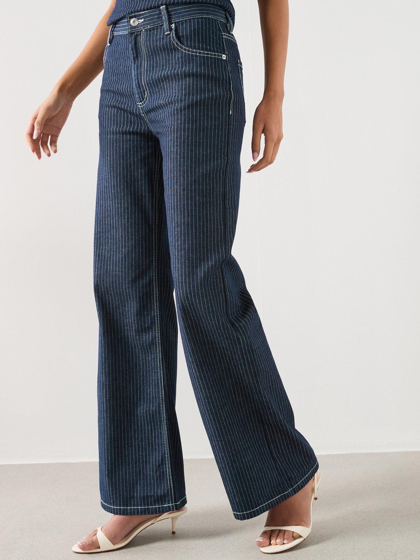 Mango Straight Striped Jeans - Blue