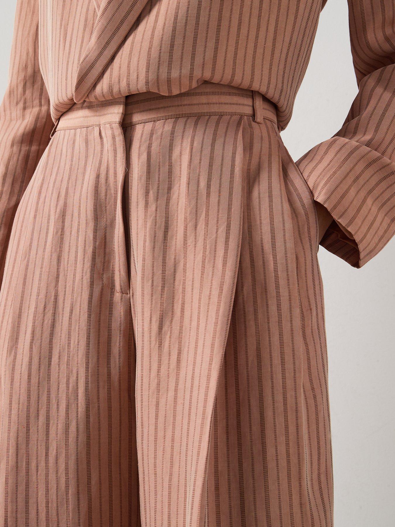 Image 6 of 6 of Mango Striped Linen Co-Ord Suit Trousers - Pink