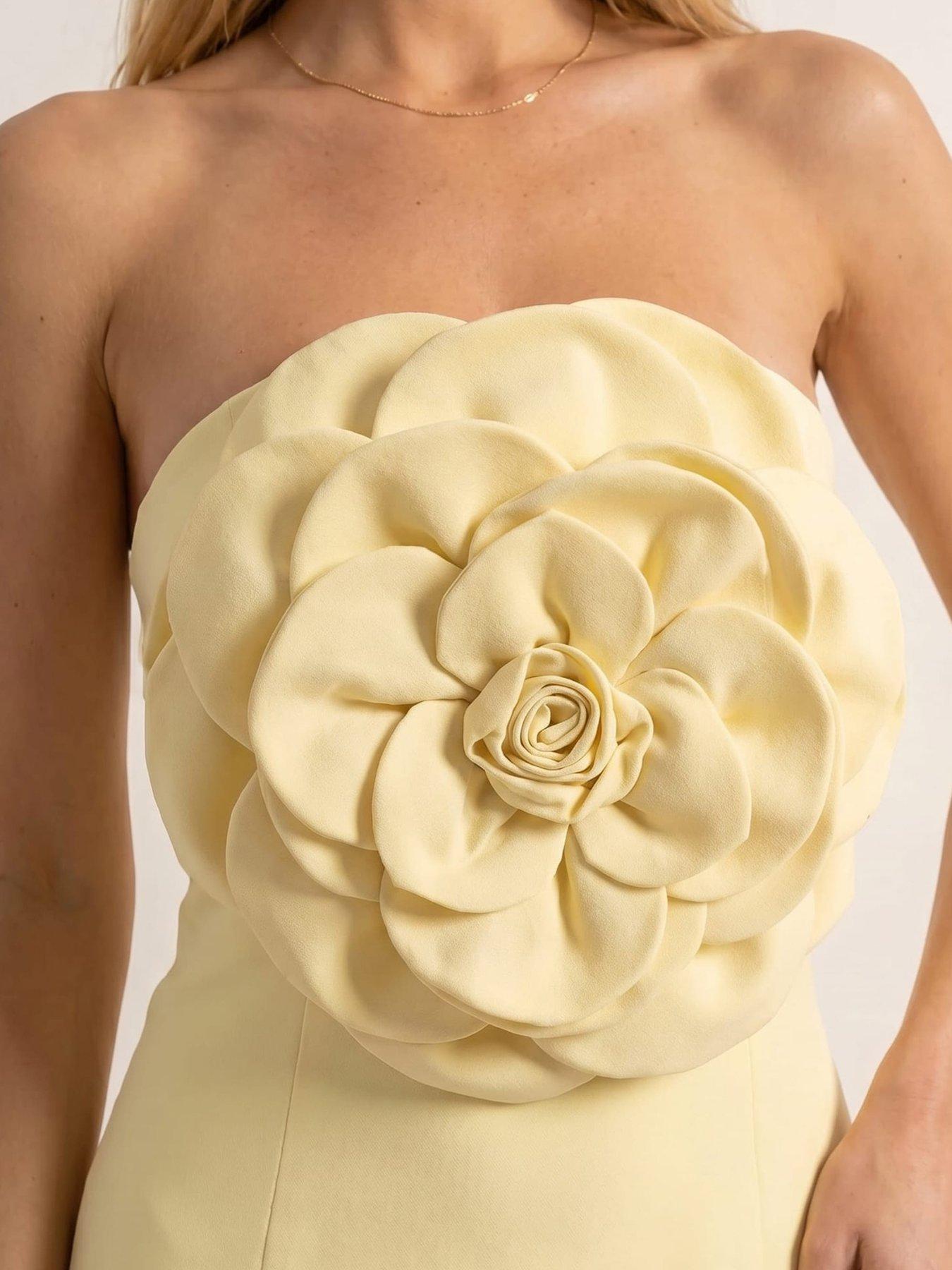 Image 3 of 4 of Style Cheat Corsage Mini Dress - Yellow
