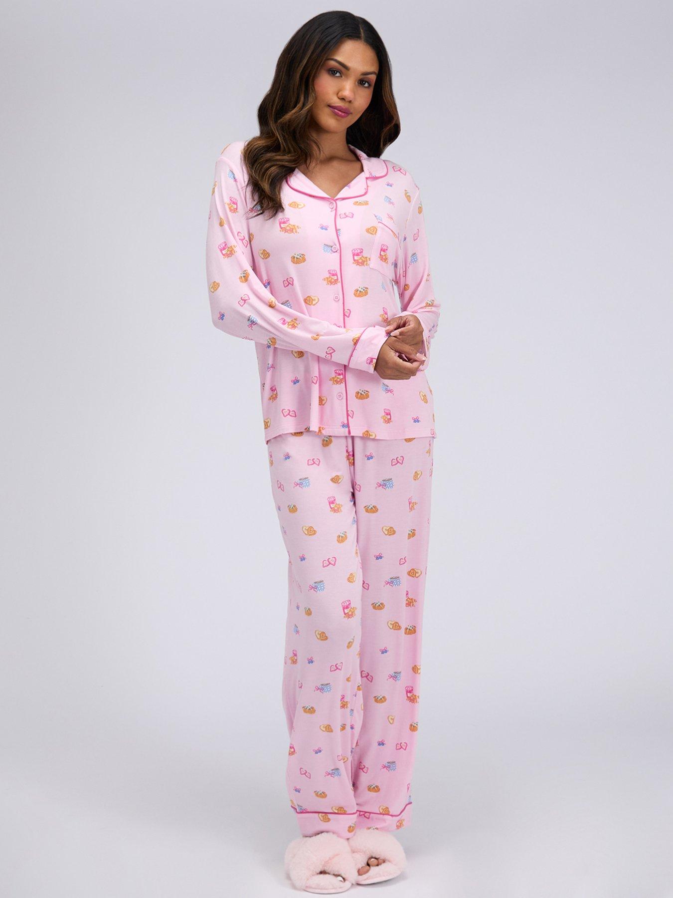 Image 1 of 7 of Boux Avenue Breakfast Modal Pyjama Set - Pink