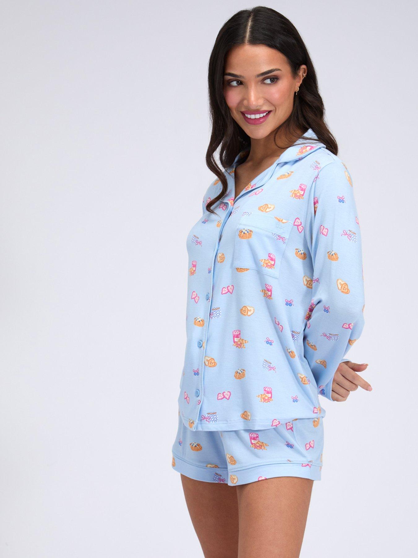 Image 3 of 6 of Boux Avenue Breakfast Modal Short Pyjama Set - Blue