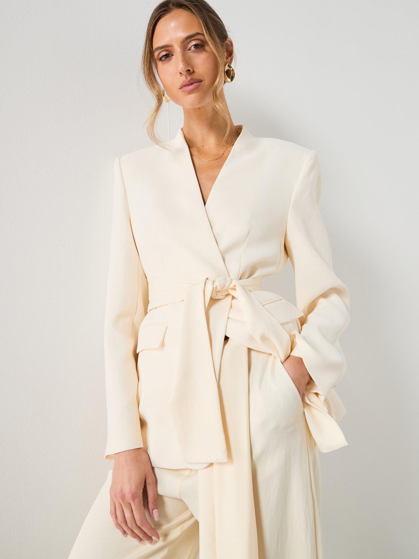 Mango Suit Blazer Co-ord Without Lapels - Cream