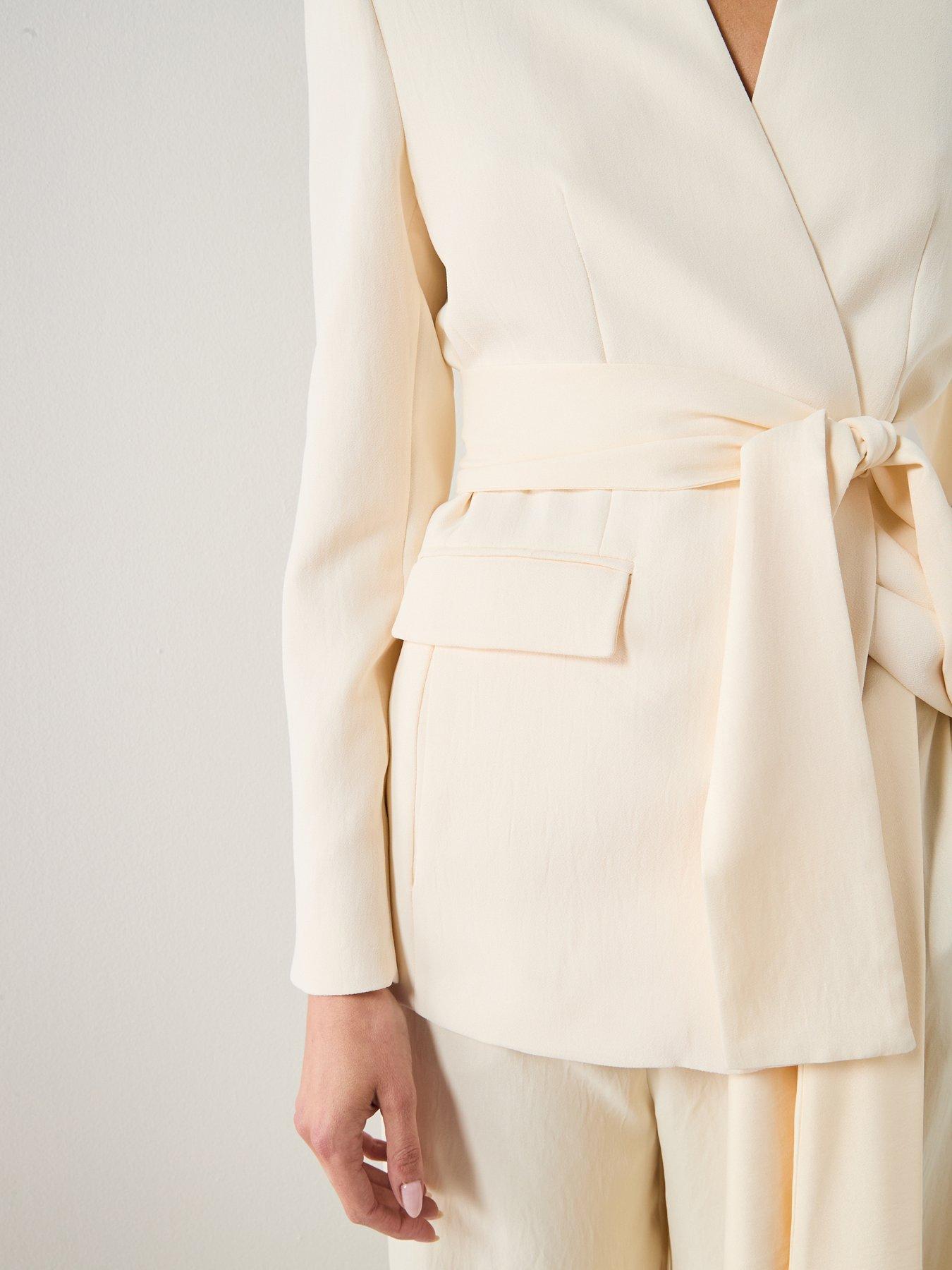 Image 4 of 6 of Mango Suit Blazer Without Lapels - Cream - Beige