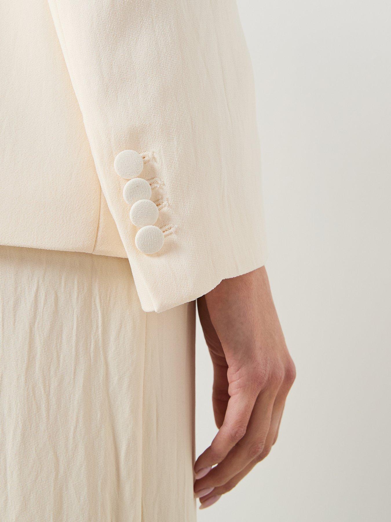 Image 5 of 6 of Mango Suit Blazer Without Lapels - Cream - Beige