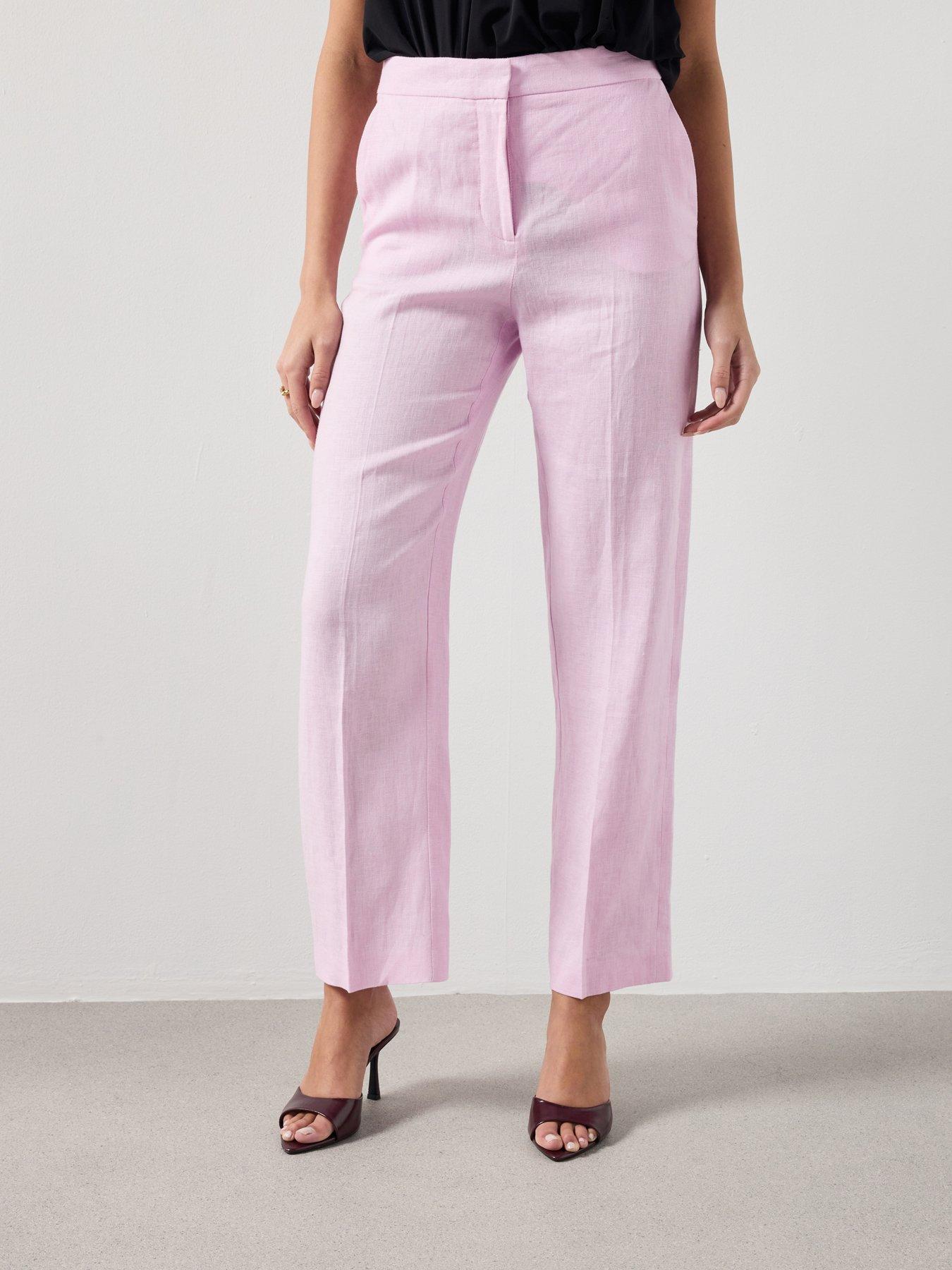 Image 1 of 6 of Mango Linen Suit Trousers - Pink