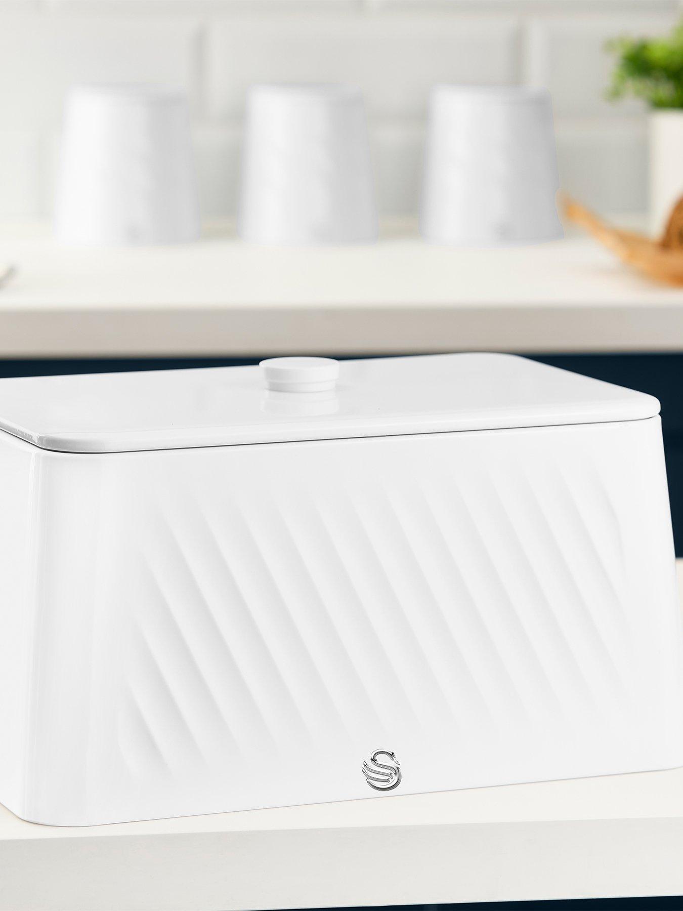 Image 1 of 7 of Swan Bread Bin - White