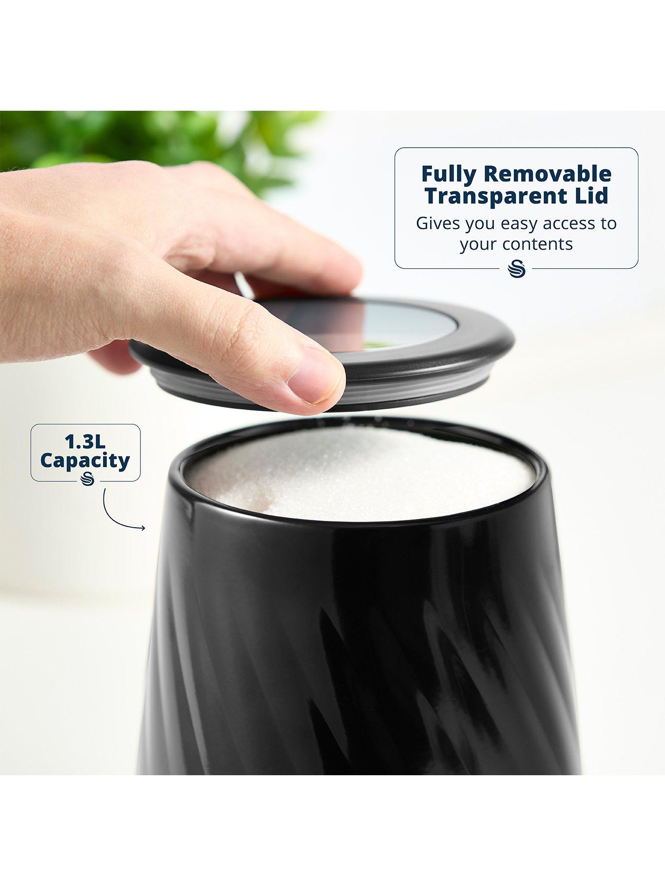 Image 2 of 6 of Swan Set of 3 Canisters - Black