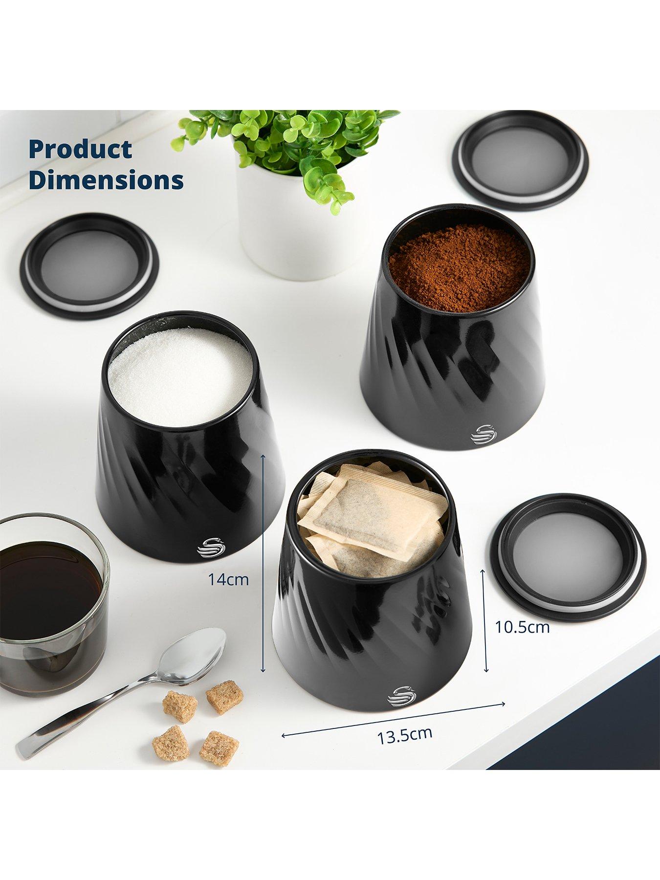 Image 5 of 6 of Swan Set of 3 Canisters - Black