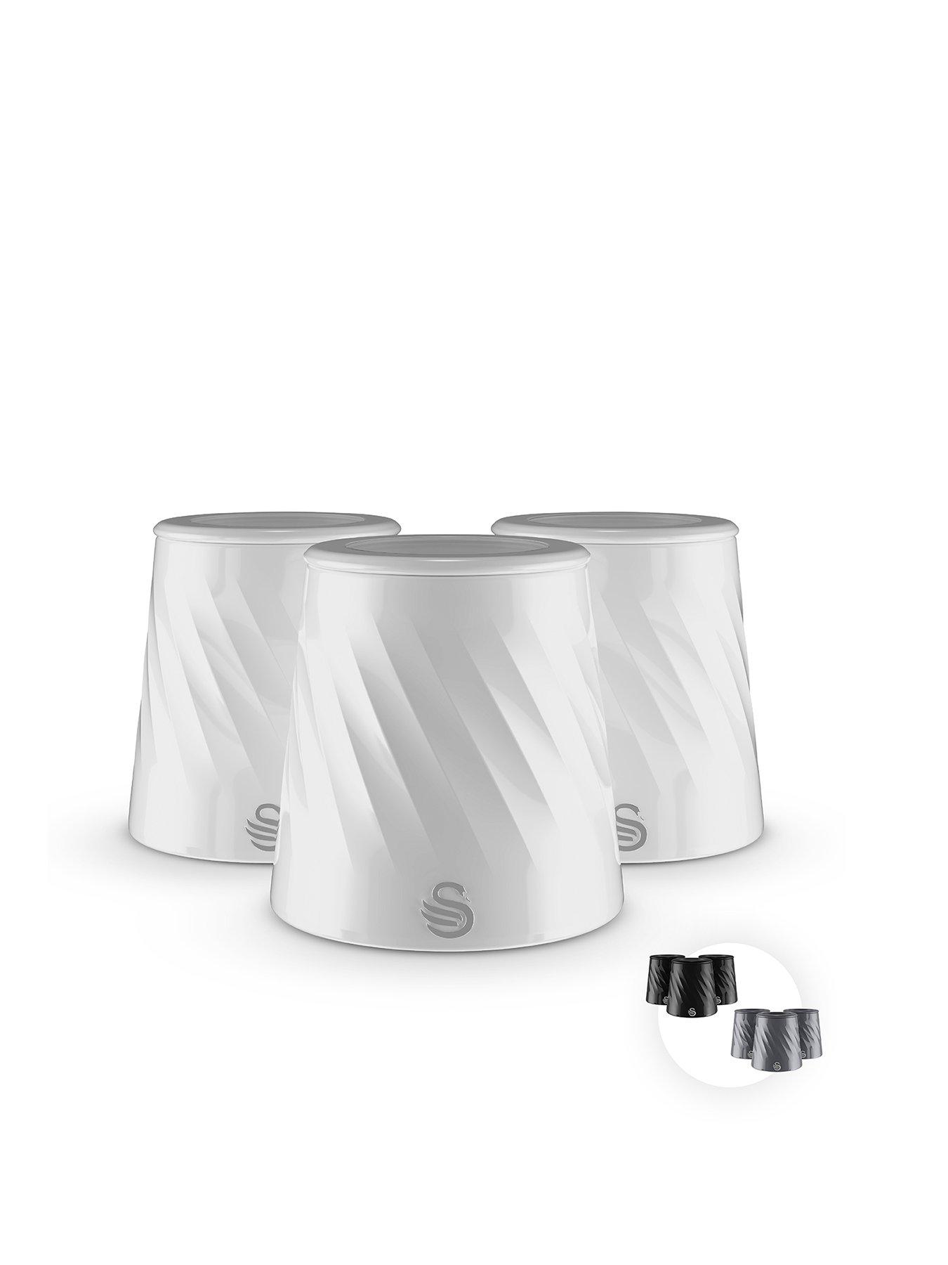 Image 1 of 6 of Swan Set of 3 Canisters - White
