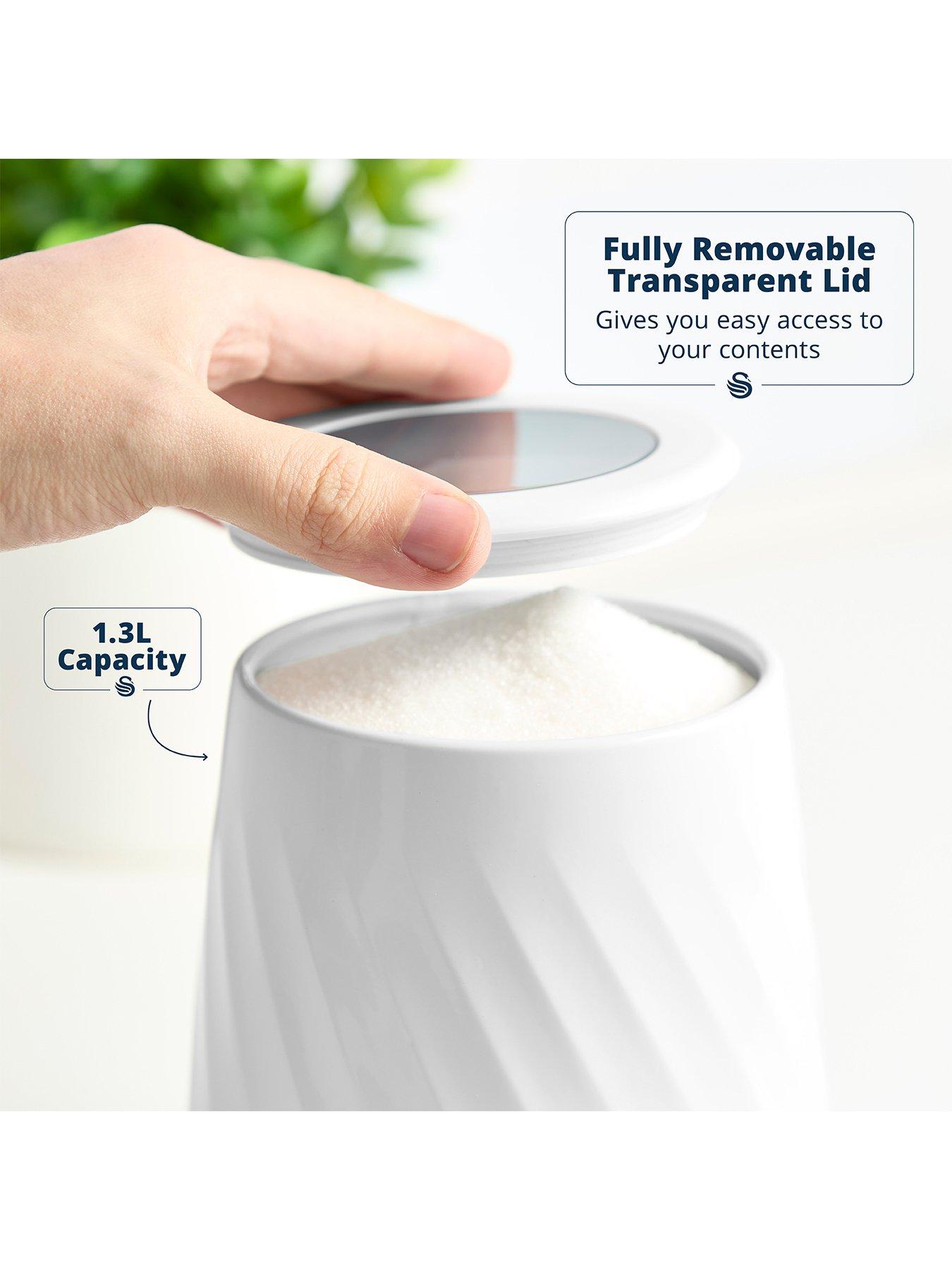 Image 2 of 6 of Swan Set of 3 Canisters - White