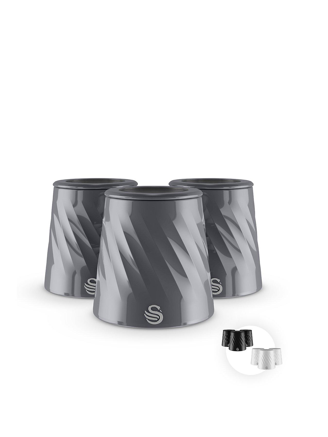 Swan Set of 3 Canisters - Grey