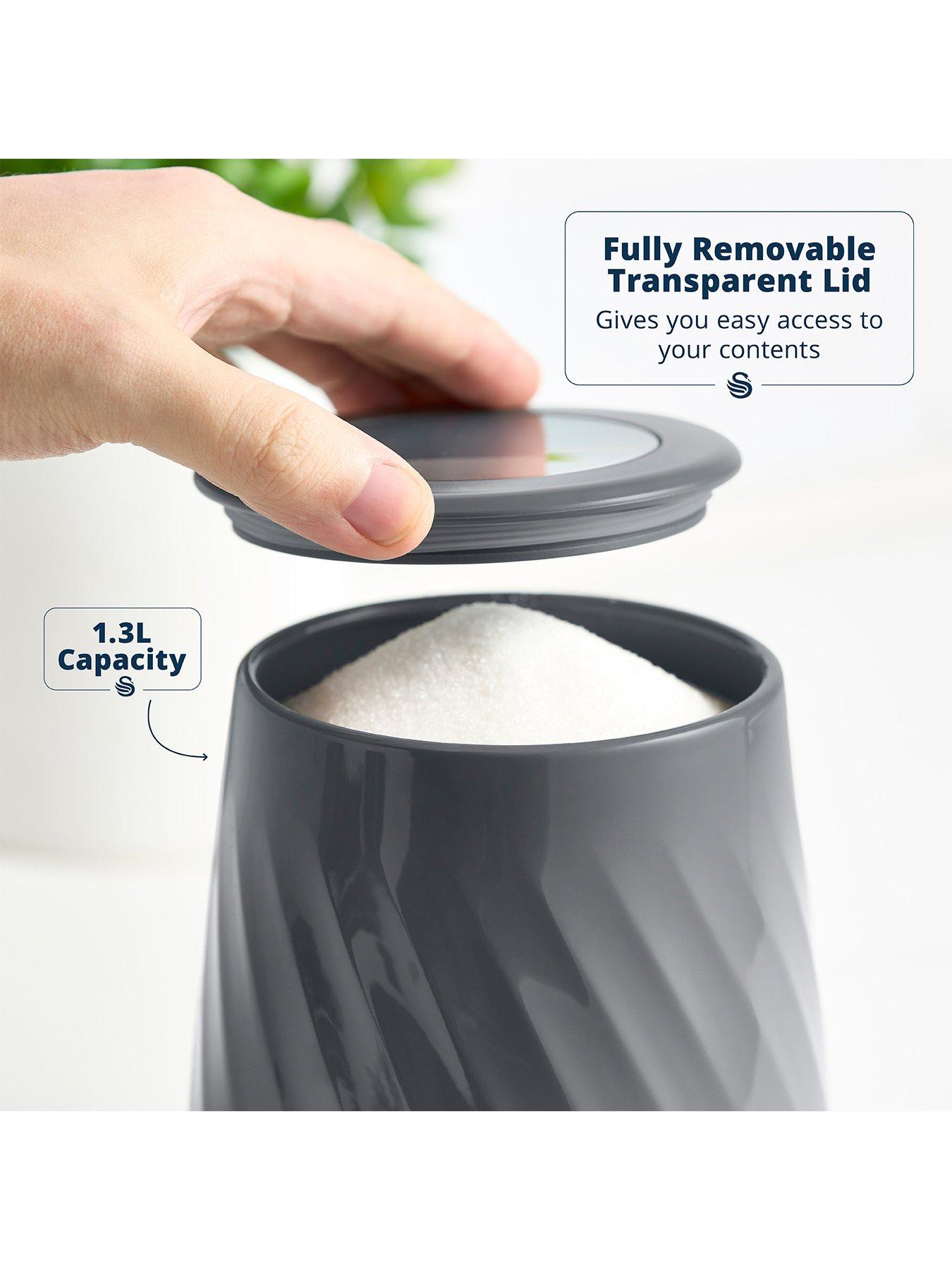 Image 2 of 6 of Swan Set of 3 Canisters - Grey